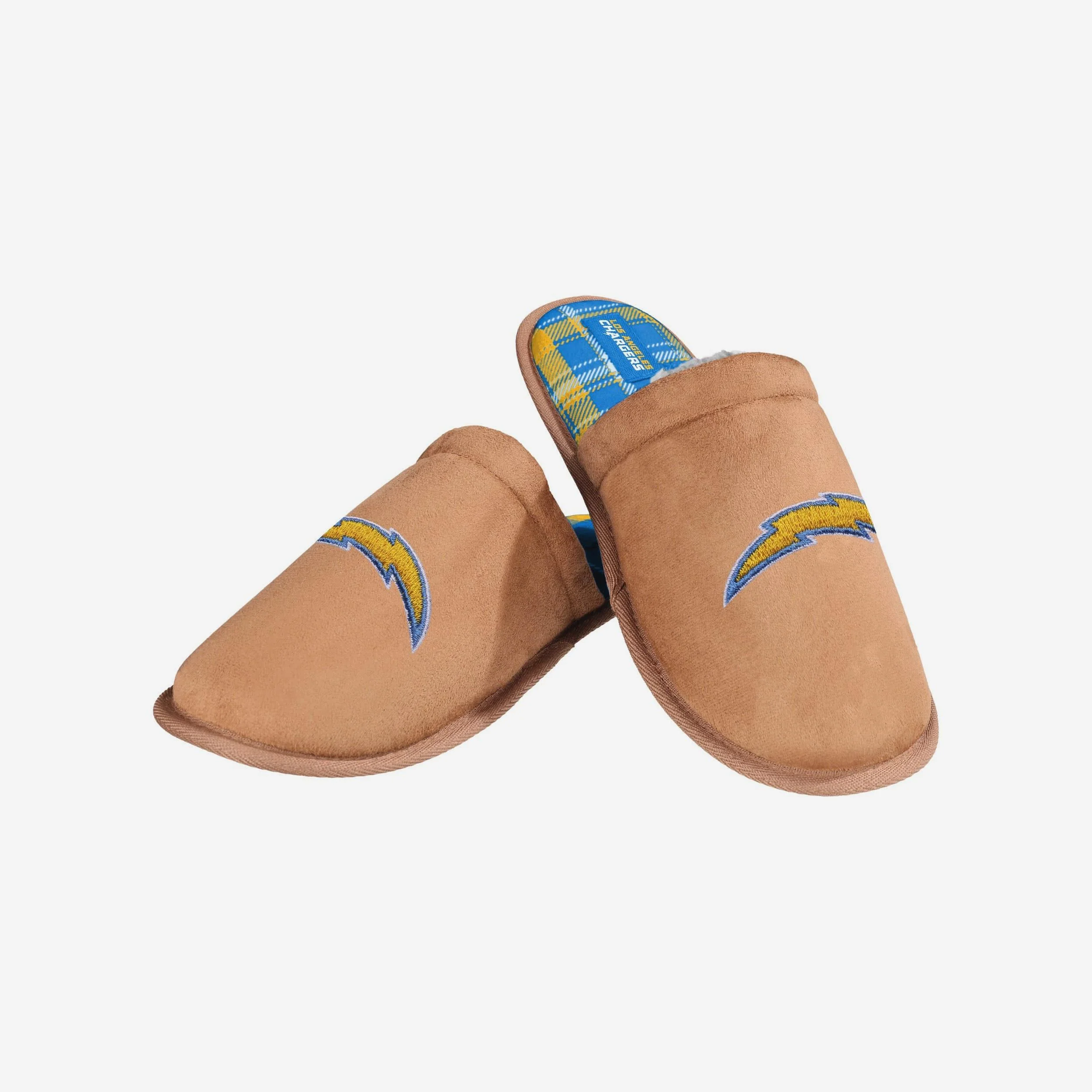 Los Angeles Chargers Flannel Lined Brown Suede Scuff Slipper - Image 3