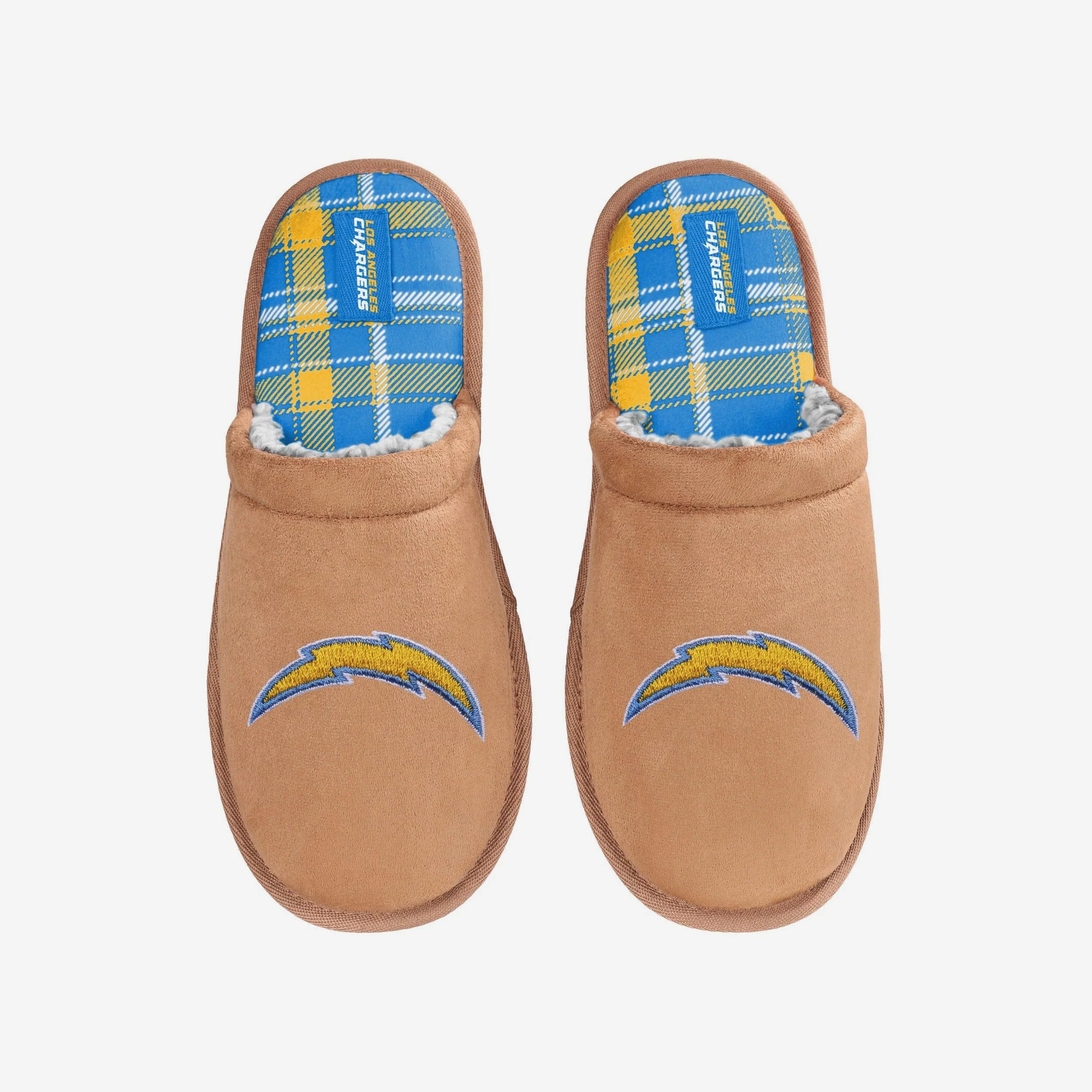 Los Angeles Chargers Flannel Lined Brown Suede Scuff Slipper - Image 4