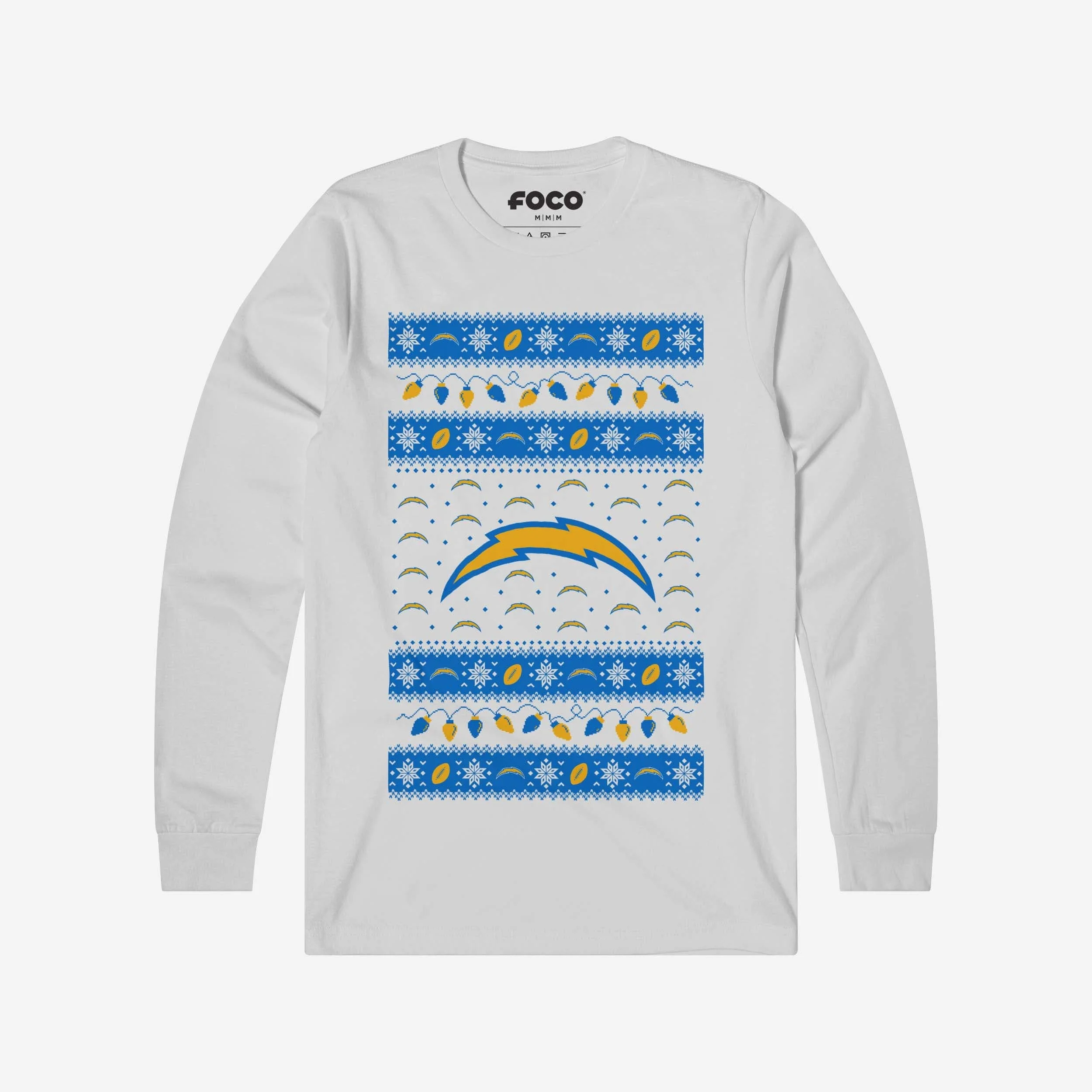 Los Angeles Chargers Holiday Lights Sweater Long Sleeve T-Shirt