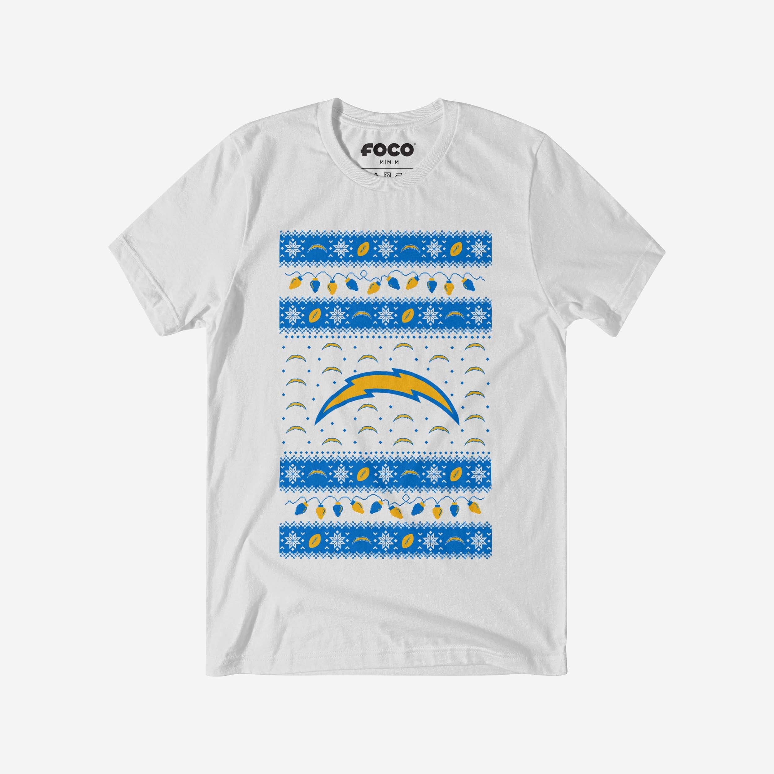 Los Angeles Chargers Holiday Lights Sweater T-Shirt