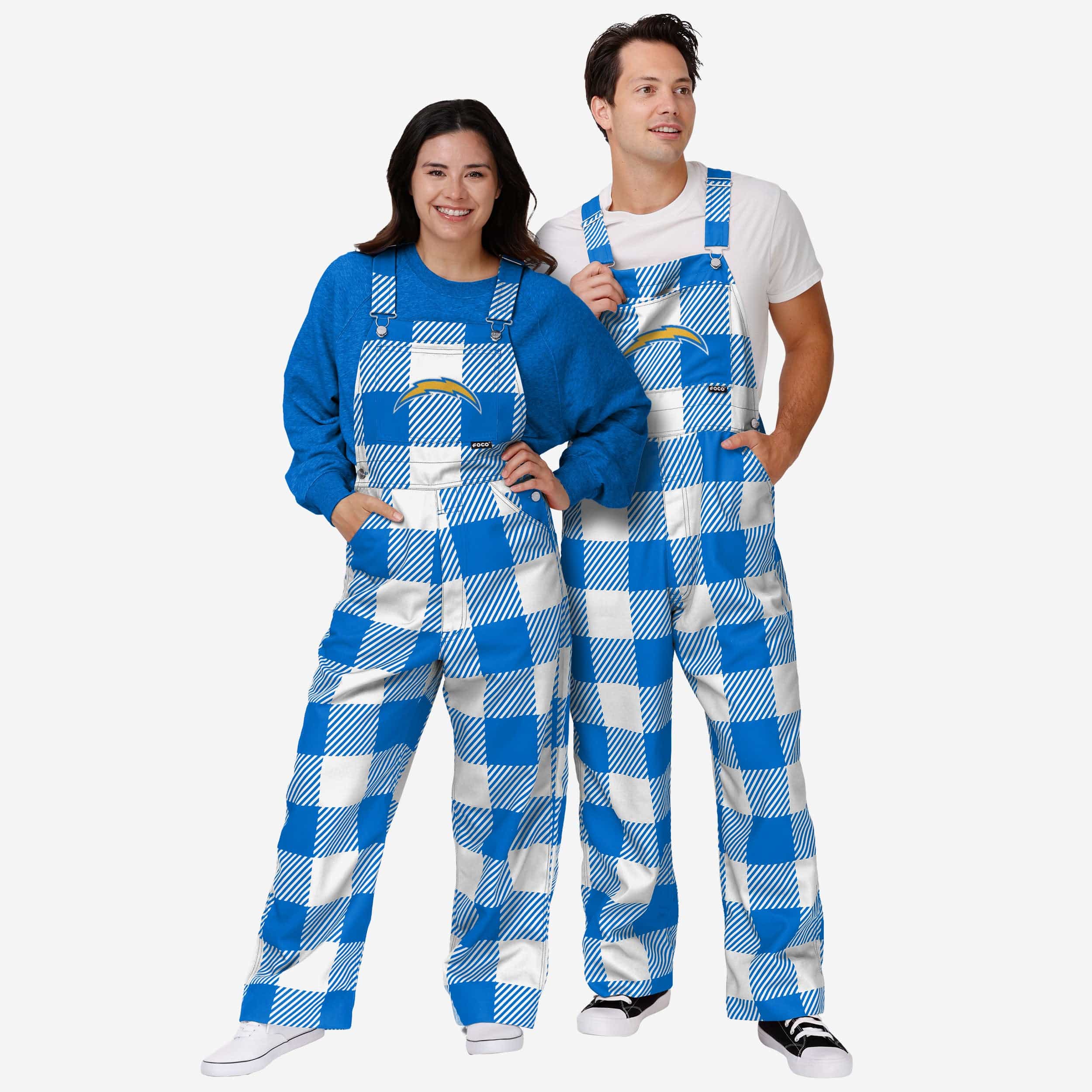 Los Angeles Chargers Mens Plaid Bib Overalls - Image 3