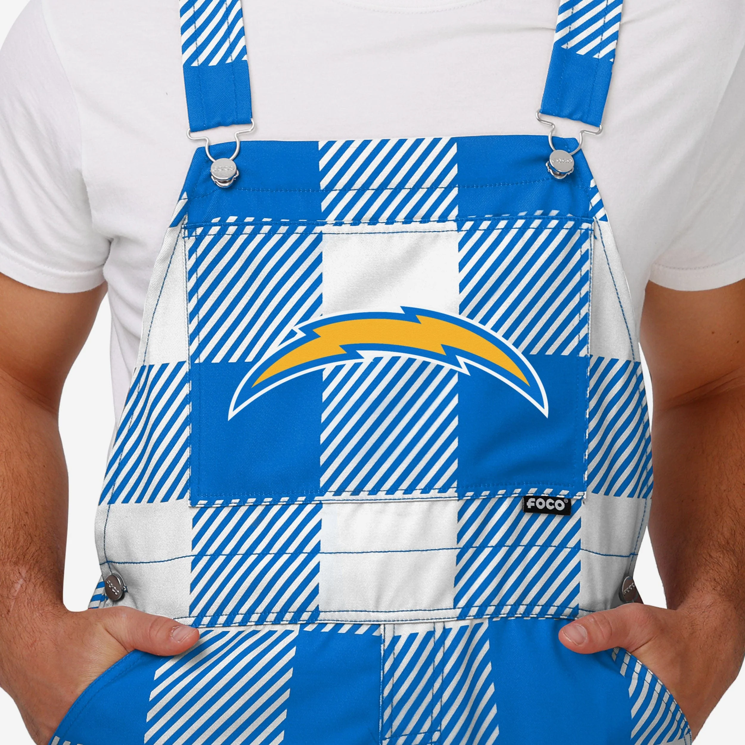 Los Angeles Chargers Mens Plaid Bib Overalls - Image 4