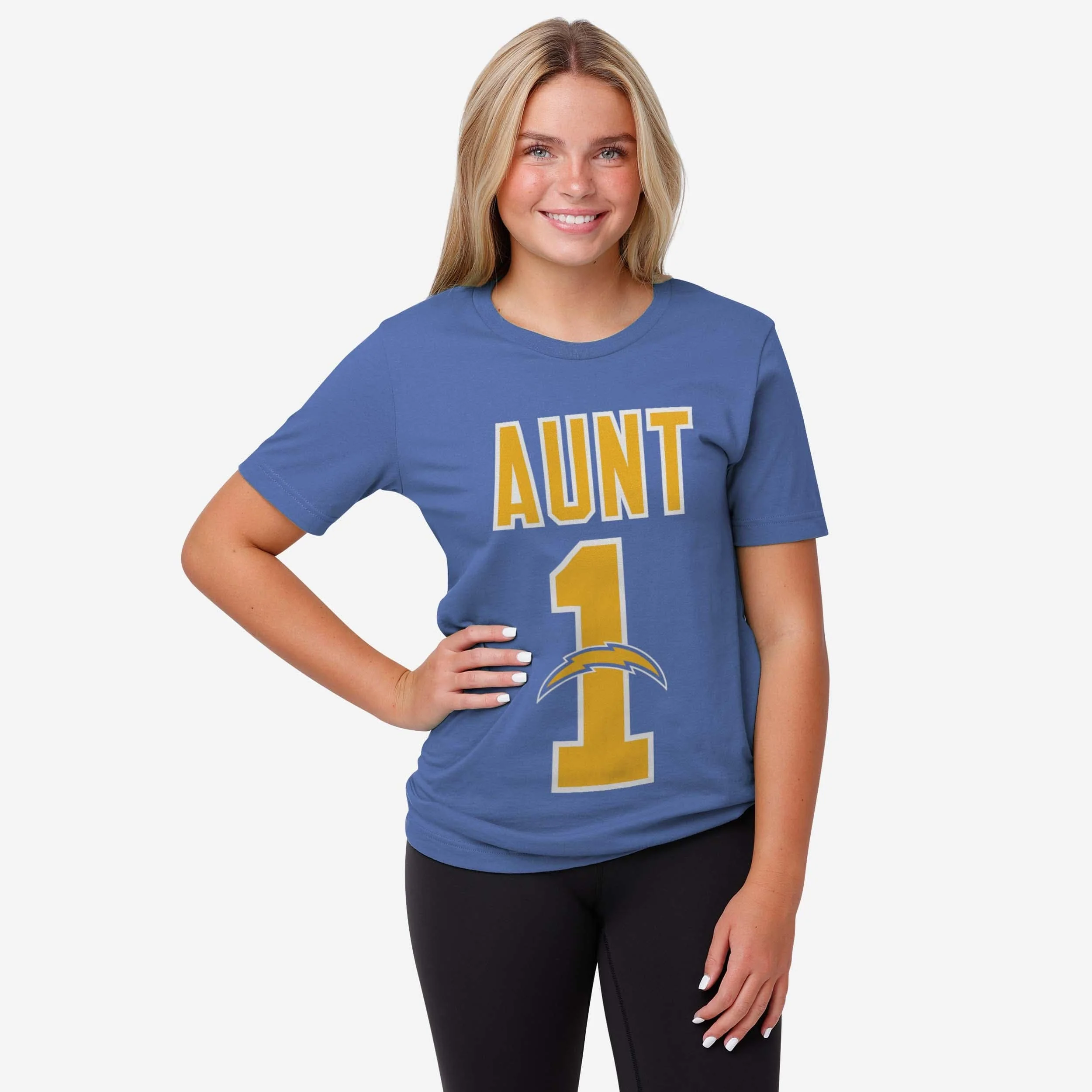 Los Angeles Chargers Number 1 Aunt T-Shirt - Image 2