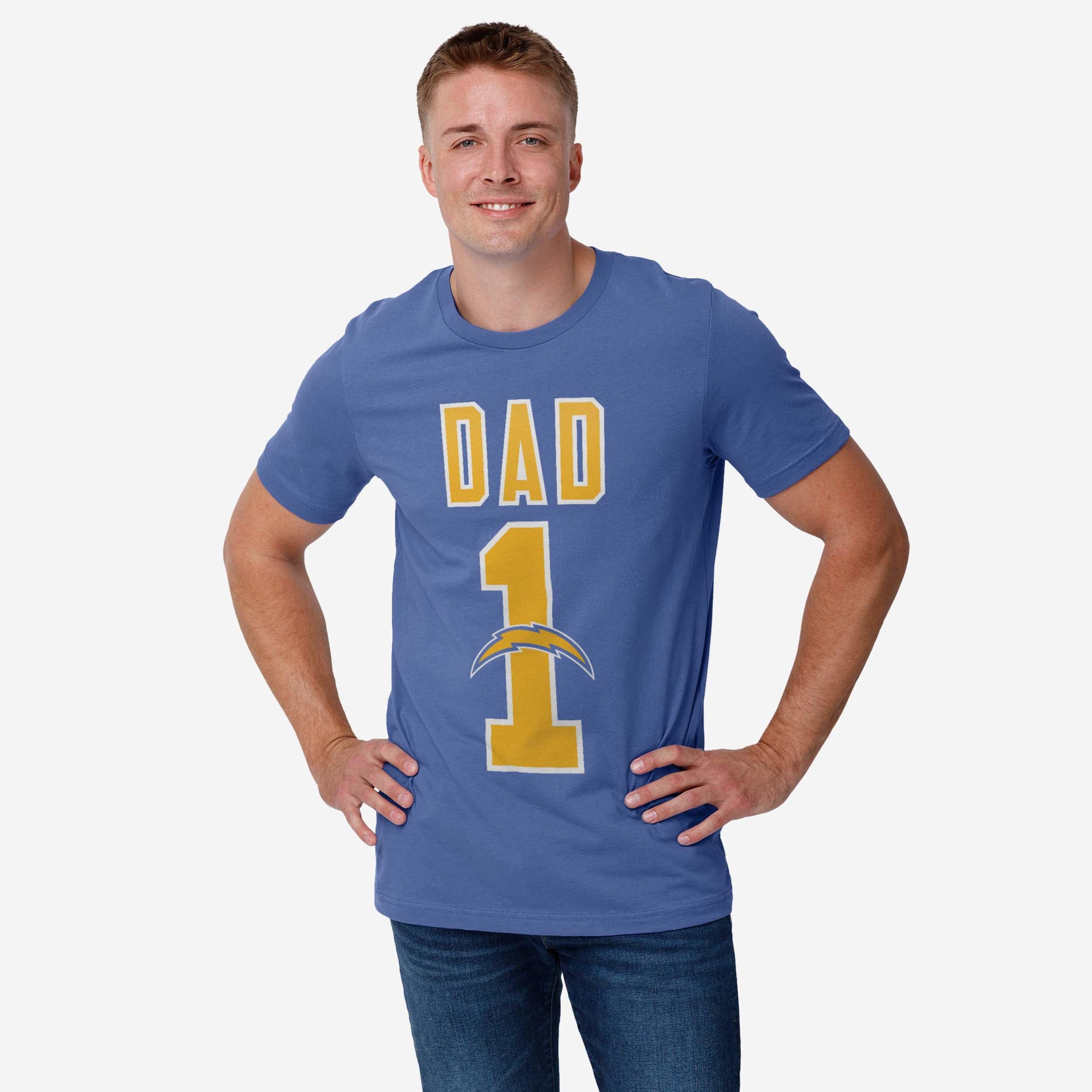 Los Angeles Chargers Number 1 Dad T-Shirt - Image 2