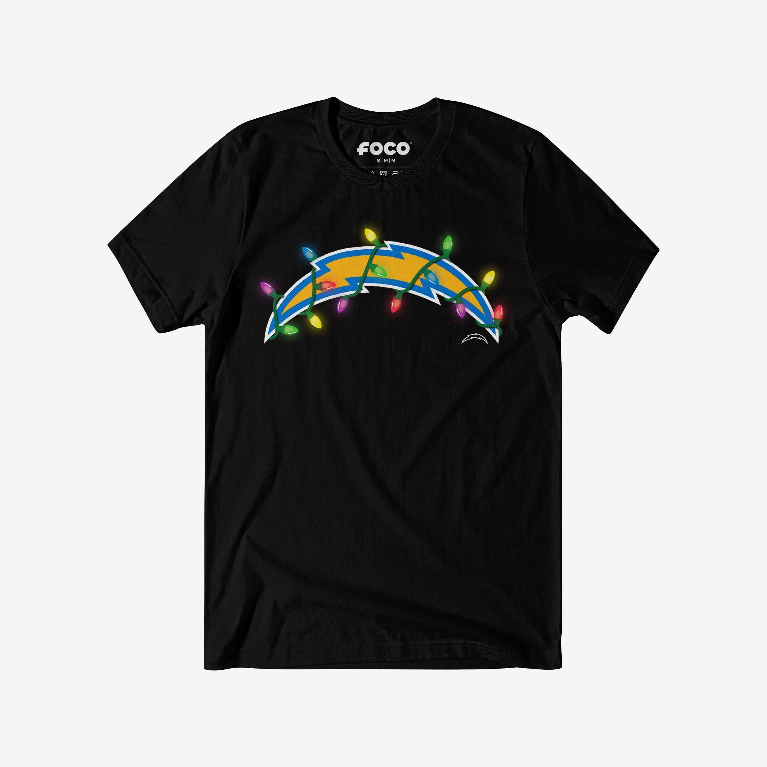 Los Angeles Chargers Primary Logo Holiday Lights T-Shirt