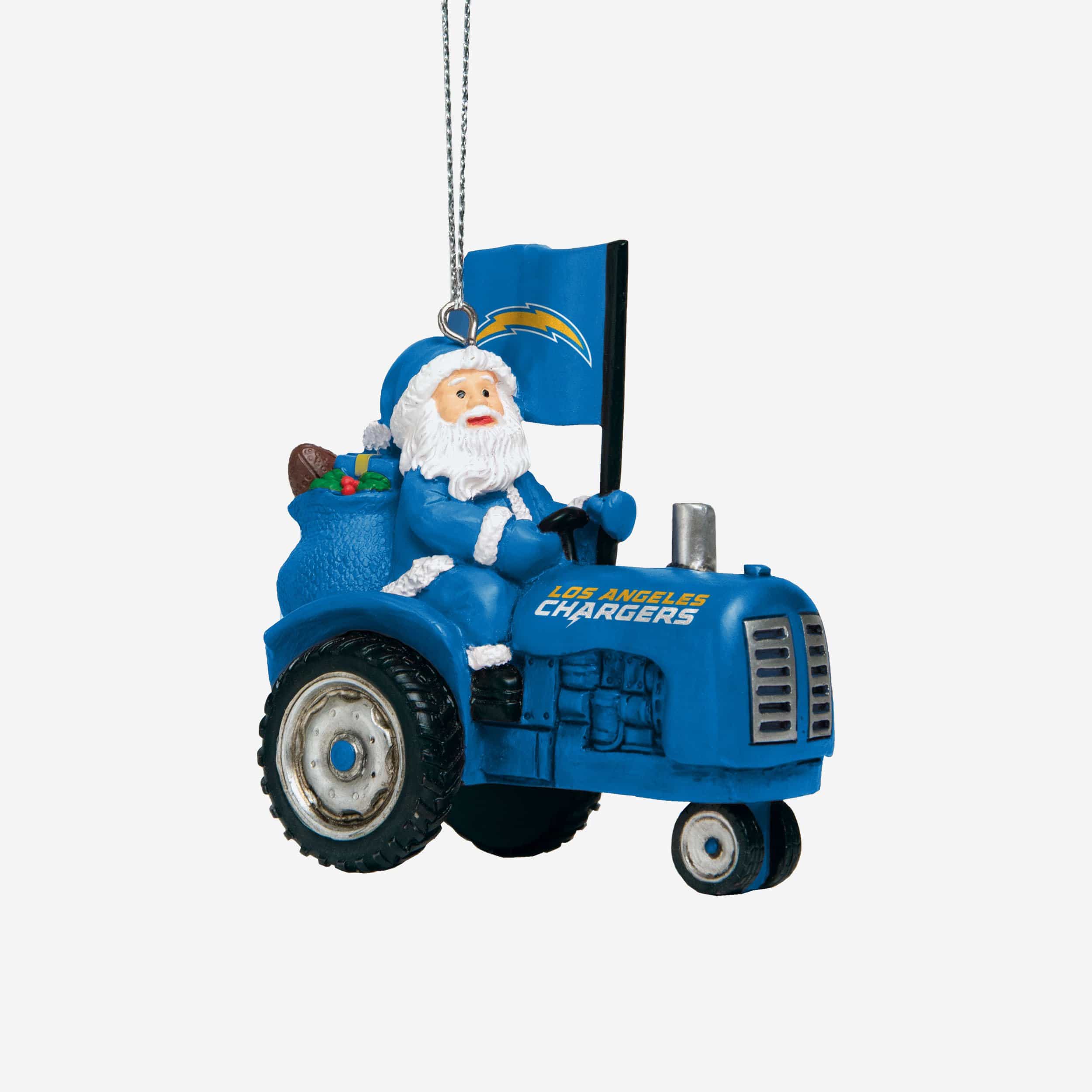 Los Angeles Chargers Santa Riding Tractor Ornament
