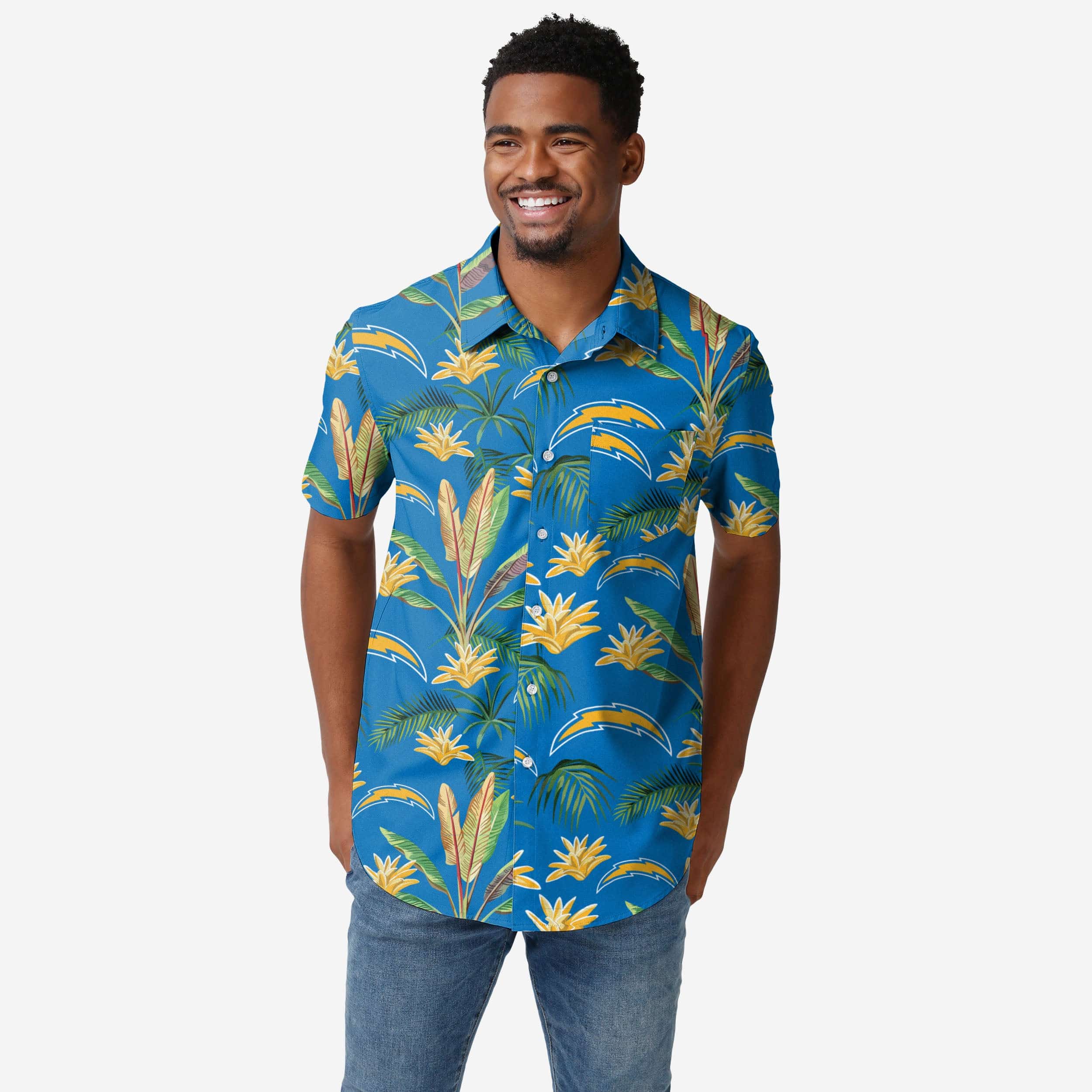 Los Angeles Chargers Victory Vacay Button Up Shirt