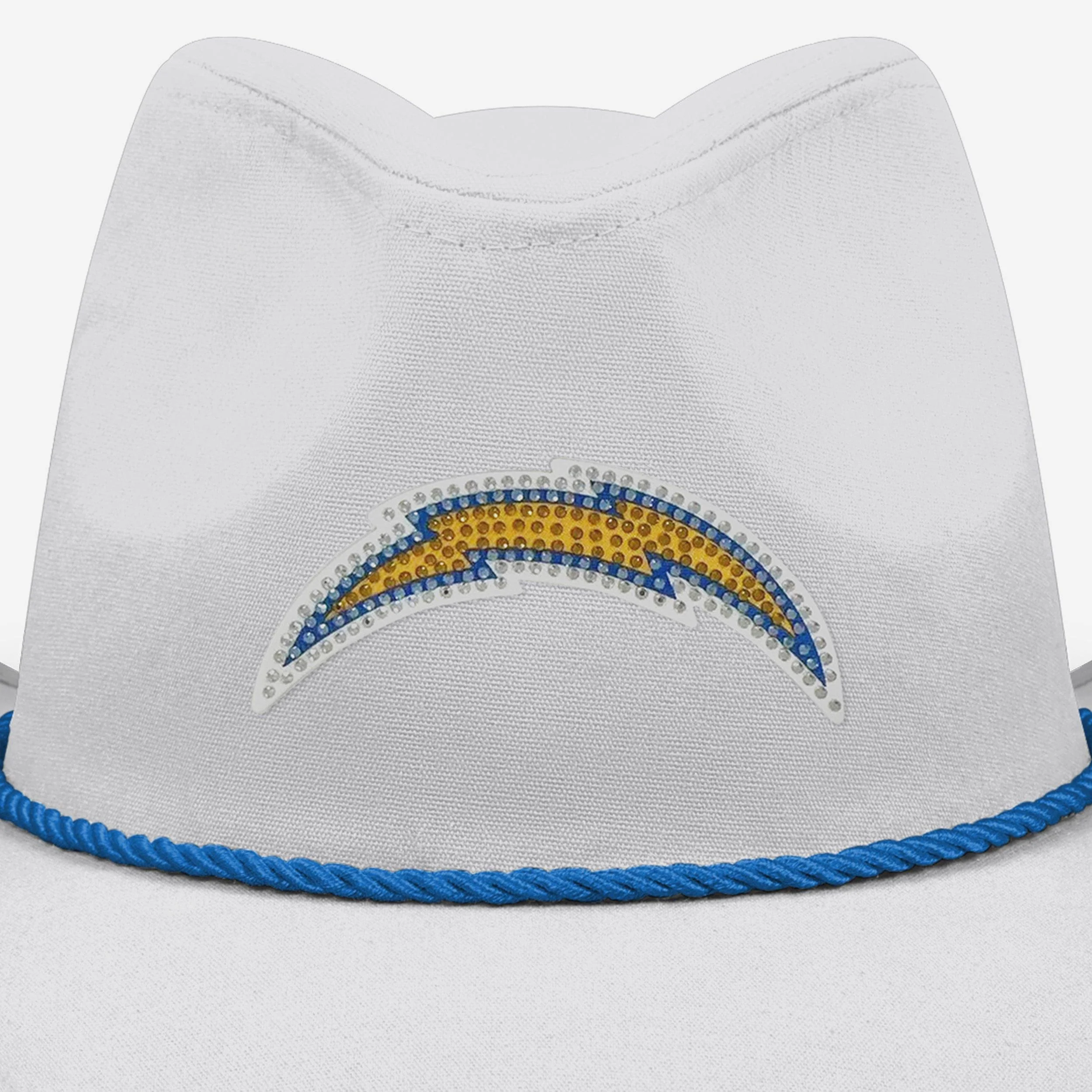 Los Angeles Chargers White Rhinestone Logo Cowboy Hat - Image 2