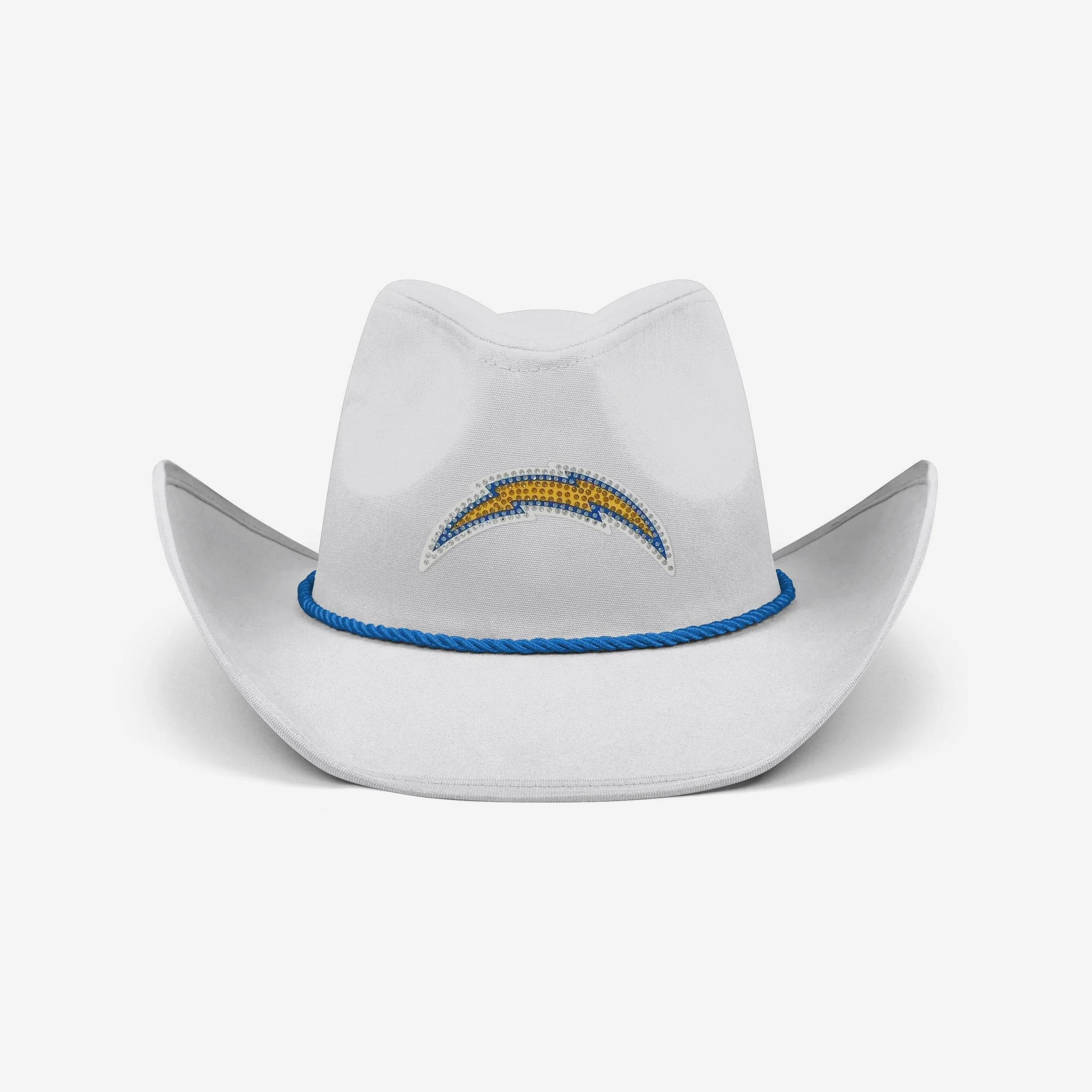 Los Angeles Chargers White Rhinestone Logo Cowboy Hat - Image 3
