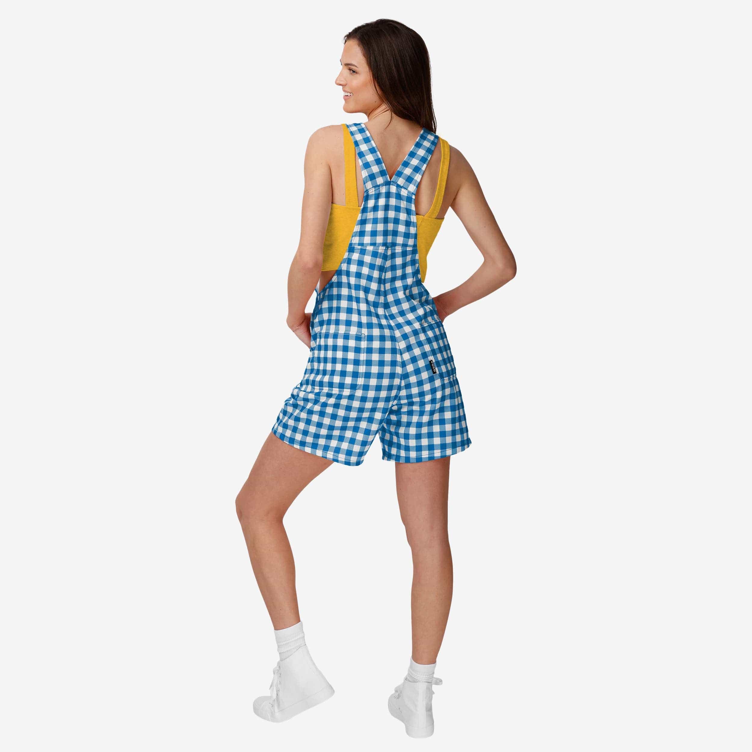 Los Angeles Chargers Womens Gingham Check Bib Shortalls - Image 2