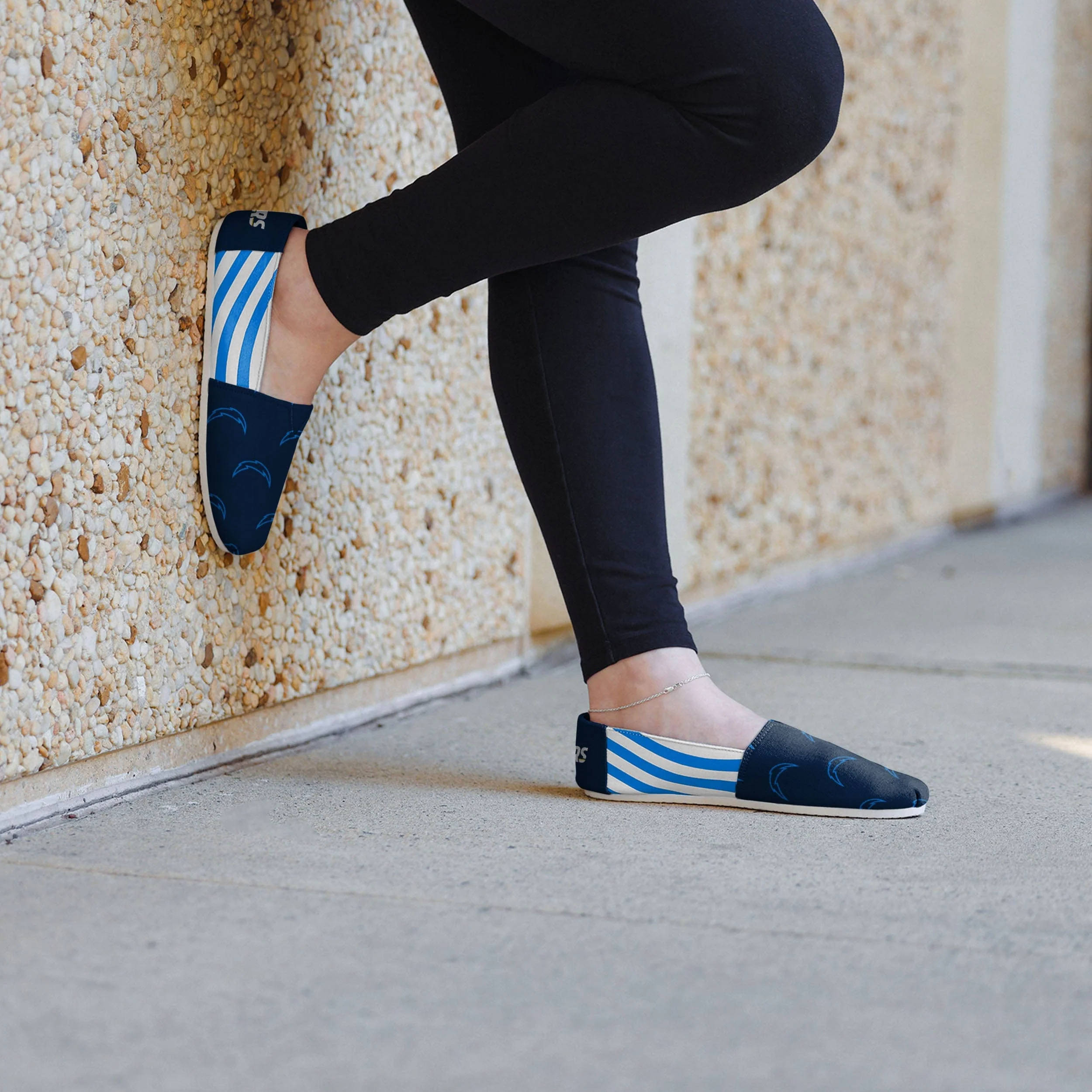 Los Angeles Chargers Womens Stripe Canvas Shoe - Image 6