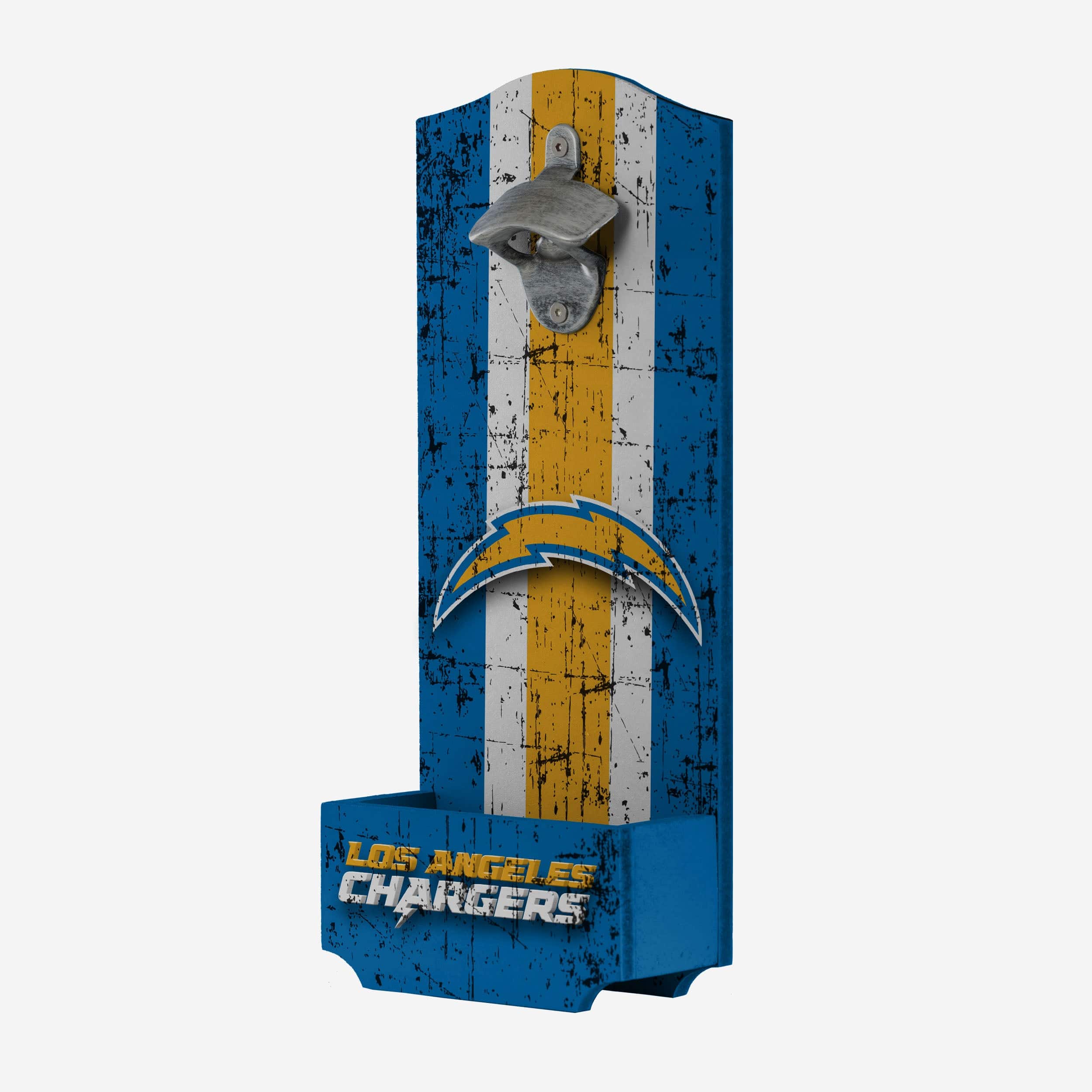 Los Angeles Chargers Wooden Bottle Cap Opener Sign
