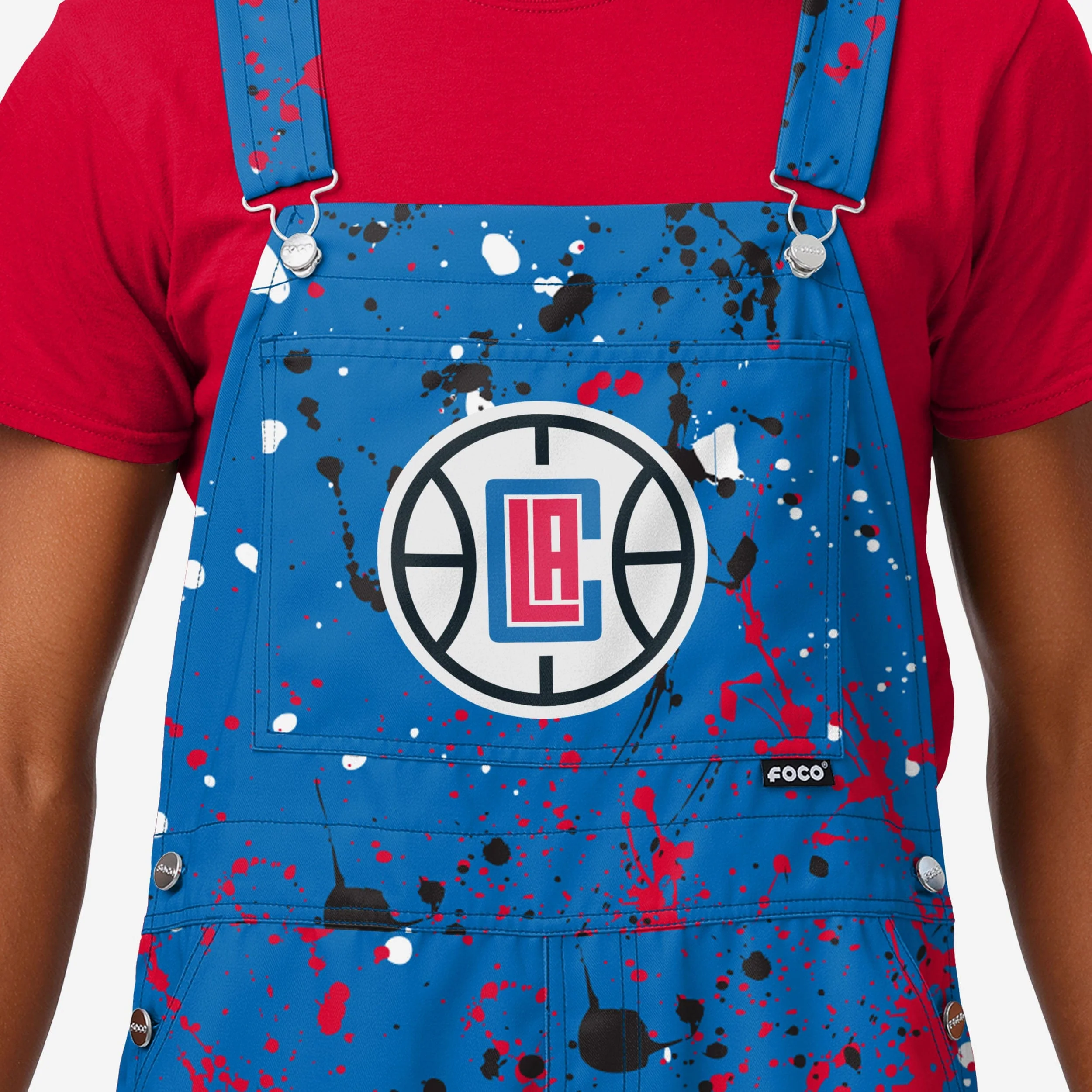 Los Angeles Clippers Mens Paint Splatter Bib Overalls - Image 3