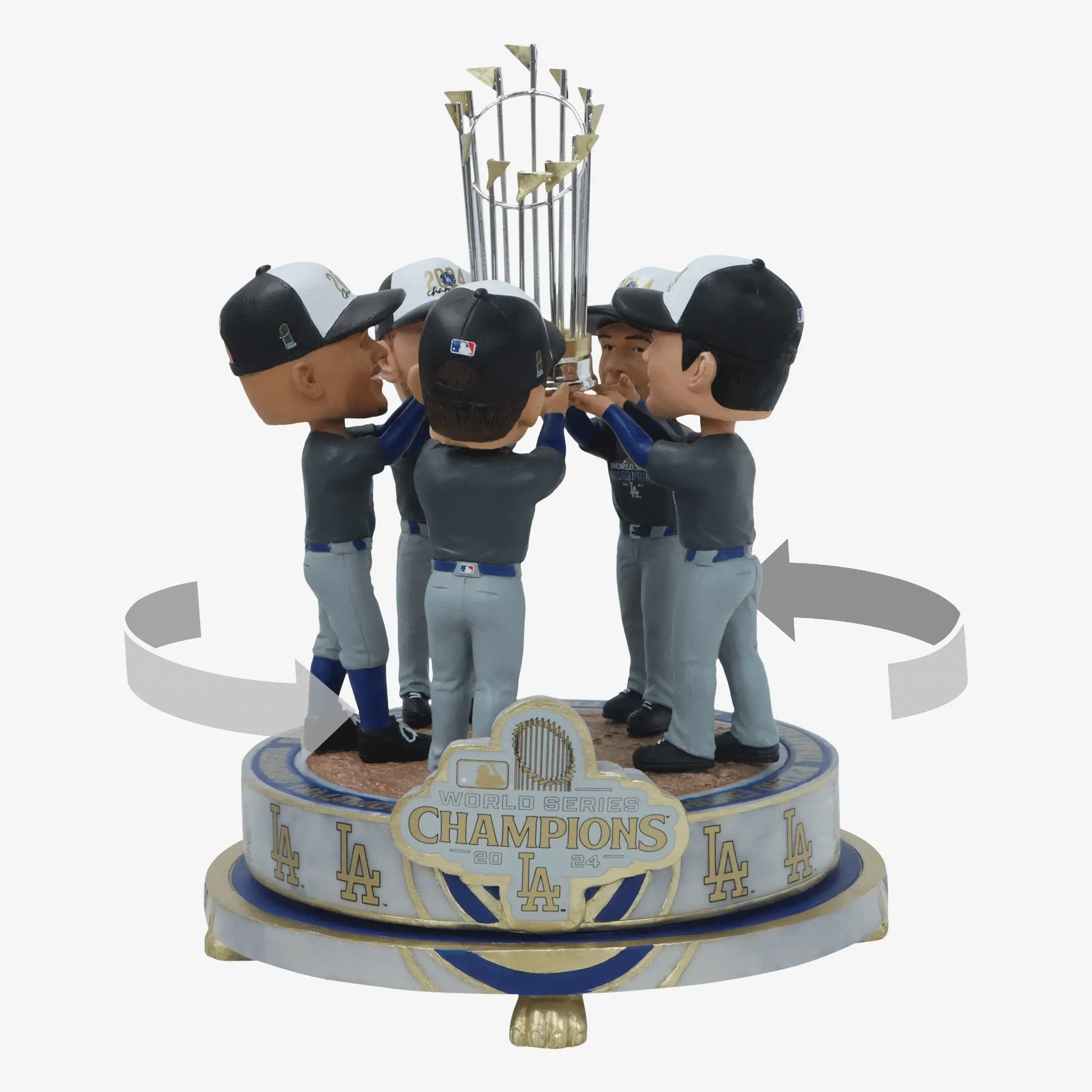 Los Angeles Dodgers 2024 World Series Champions Trophy Spinner Mini Bobblehead Scene - Image 2