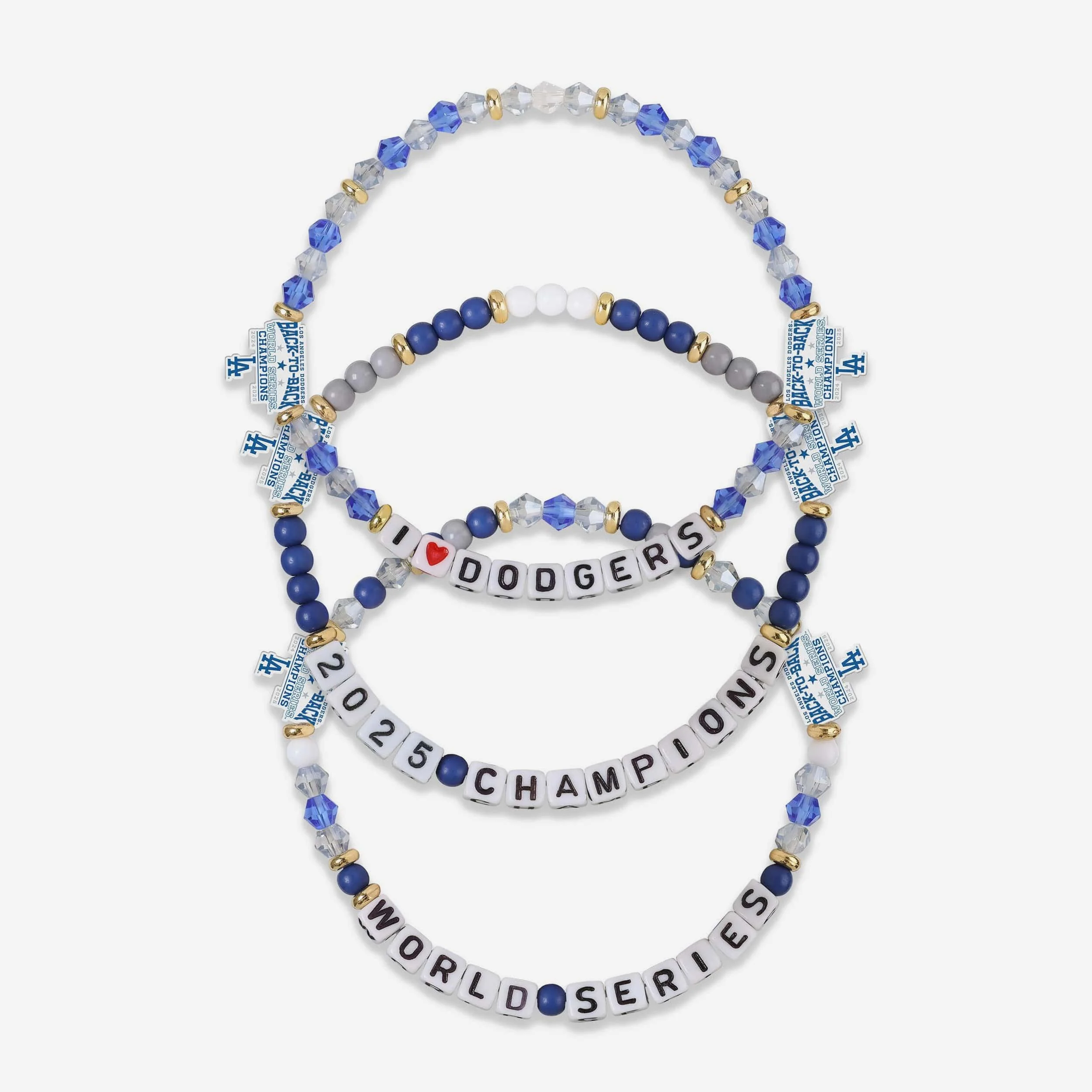 Los Angeles Dodgers 2025 Back To Back World Series Champions 3 Pack Friendship Bracelet