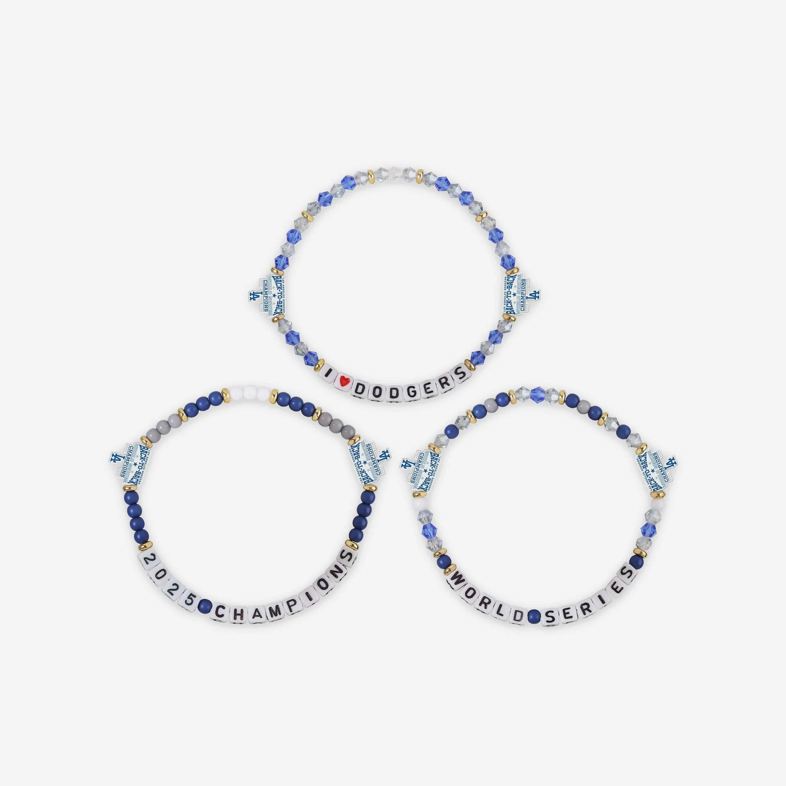 Los Angeles Dodgers 2025 Back To Back World Series Champions 3 Pack Friendship Bracelet - Image 3