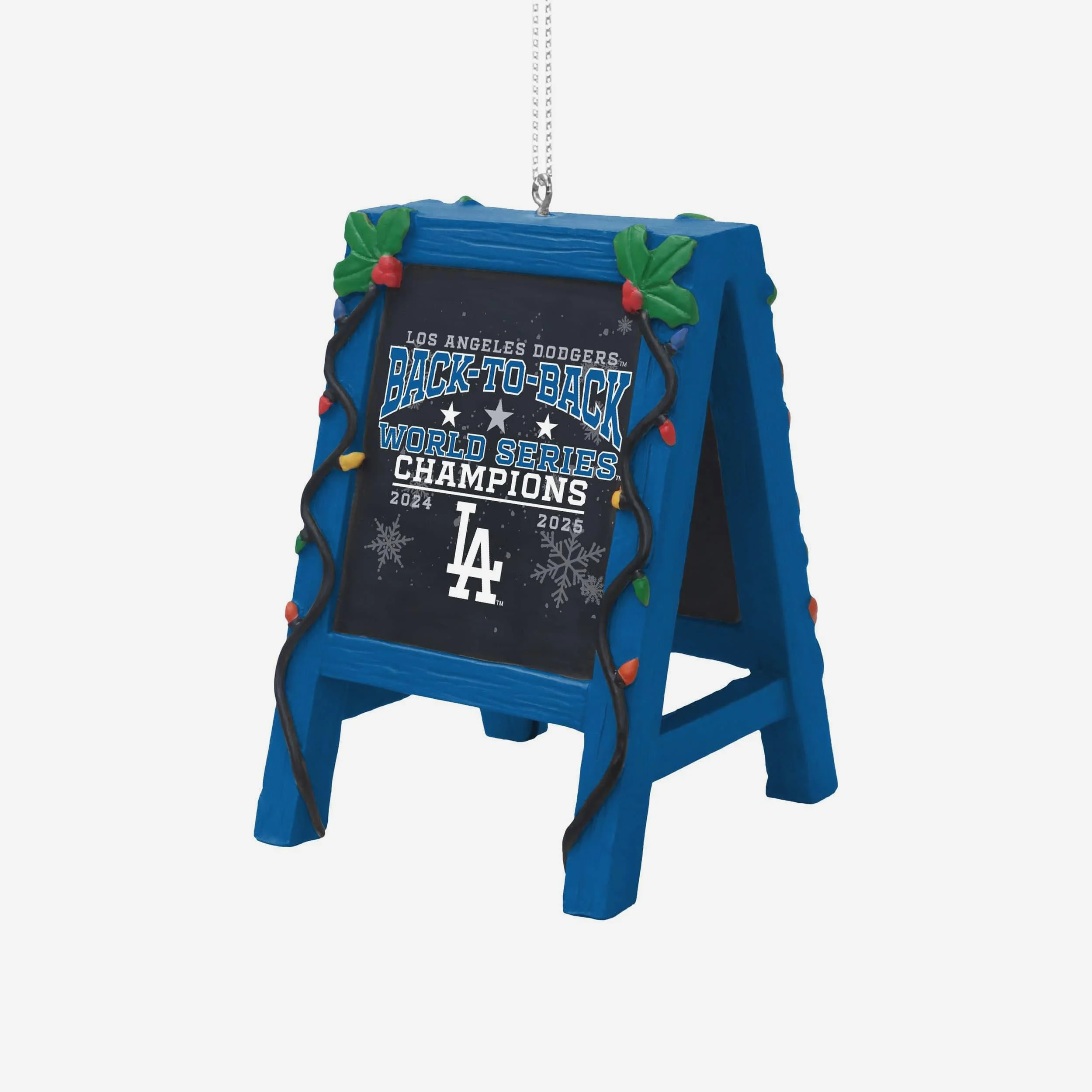 Los Angeles Dodgers 2025 Back To Back World Series Champions Chalkboard Easel Ornament
