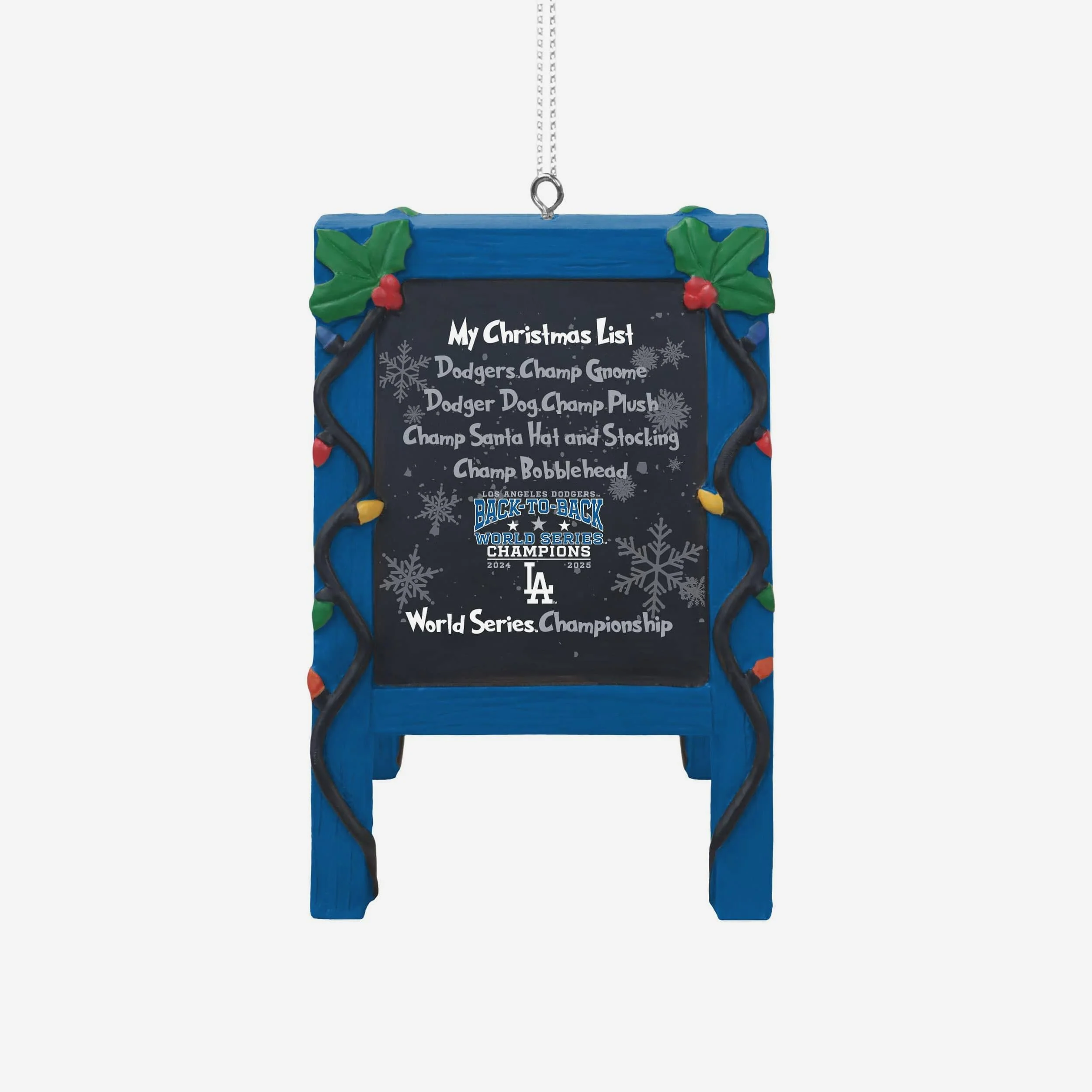Los Angeles Dodgers 2025 Back To Back World Series Champions Chalkboard Easel Ornament - Image 2