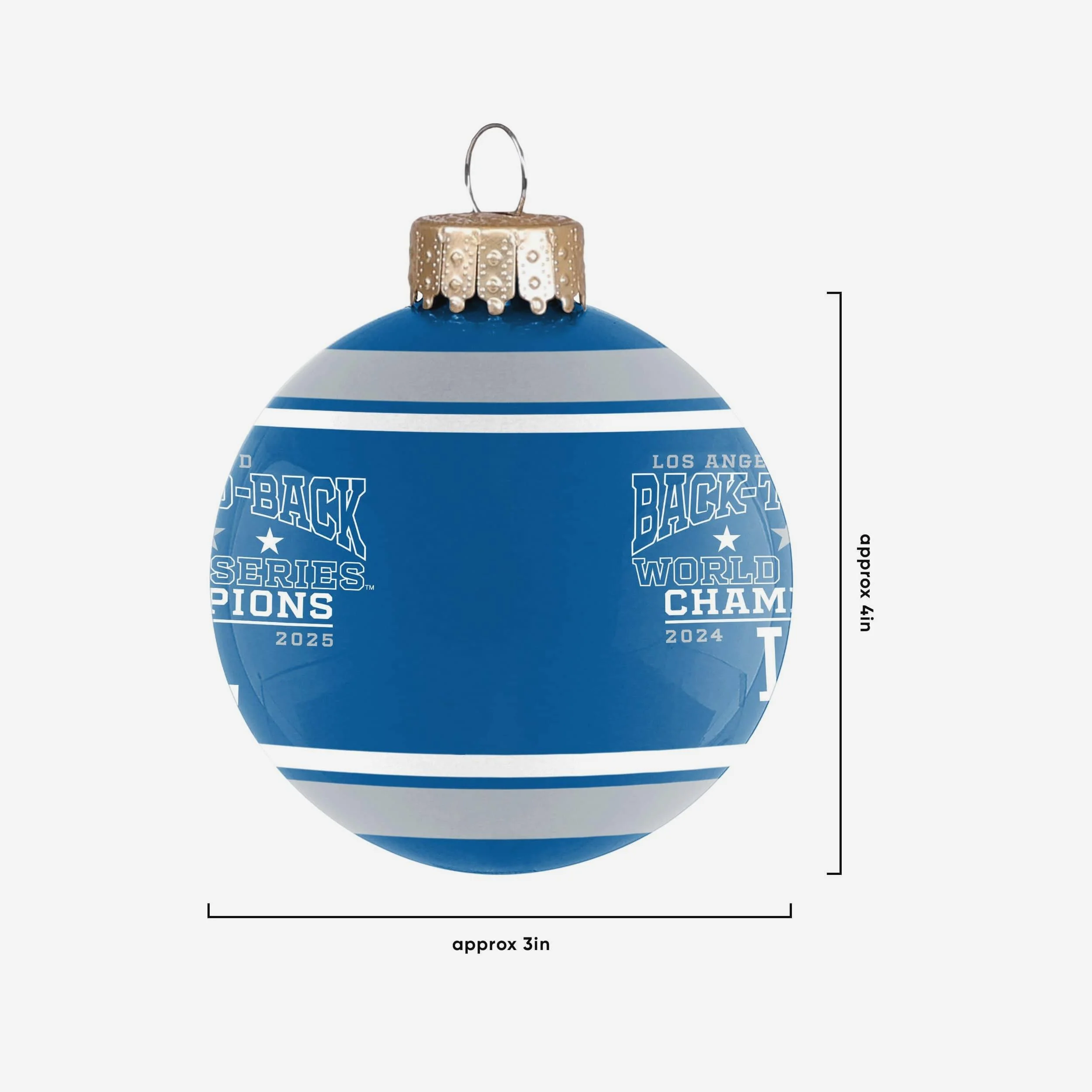 Los Angeles Dodgers 2025 Back To Back World Series Champions Glass Ball Ornament - Image 2