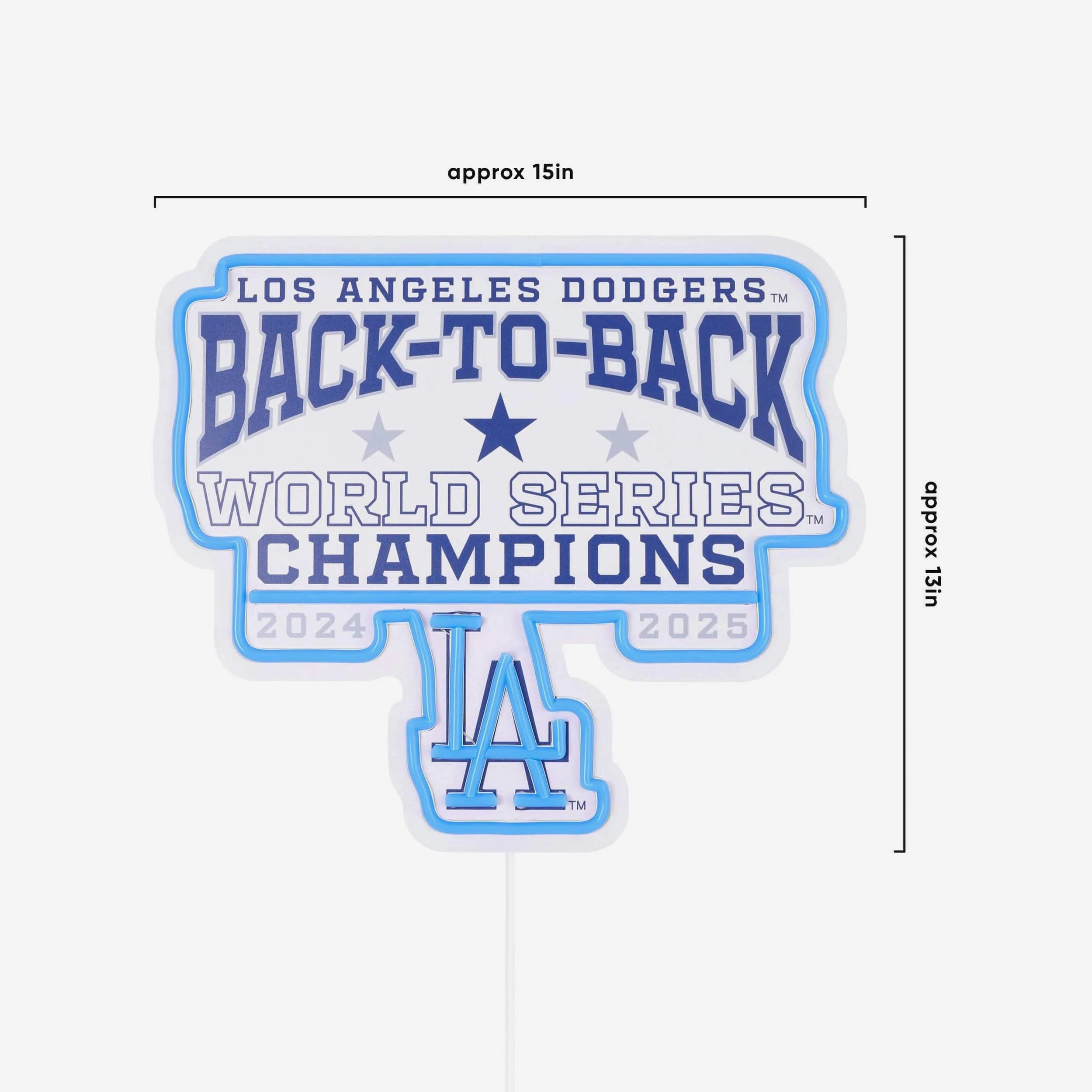 Los Angeles Dodgers 2025 Back To Back World Series Champions Neon Light Up Team Logo Sign - Image 3