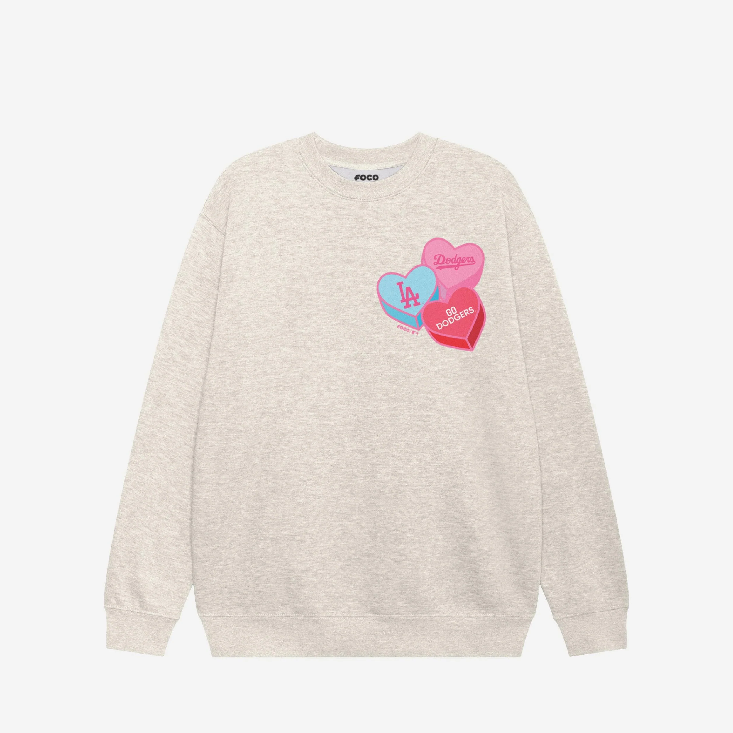 Los Angeles Dodgers Candy Heart Crew Neck Sweatshirt