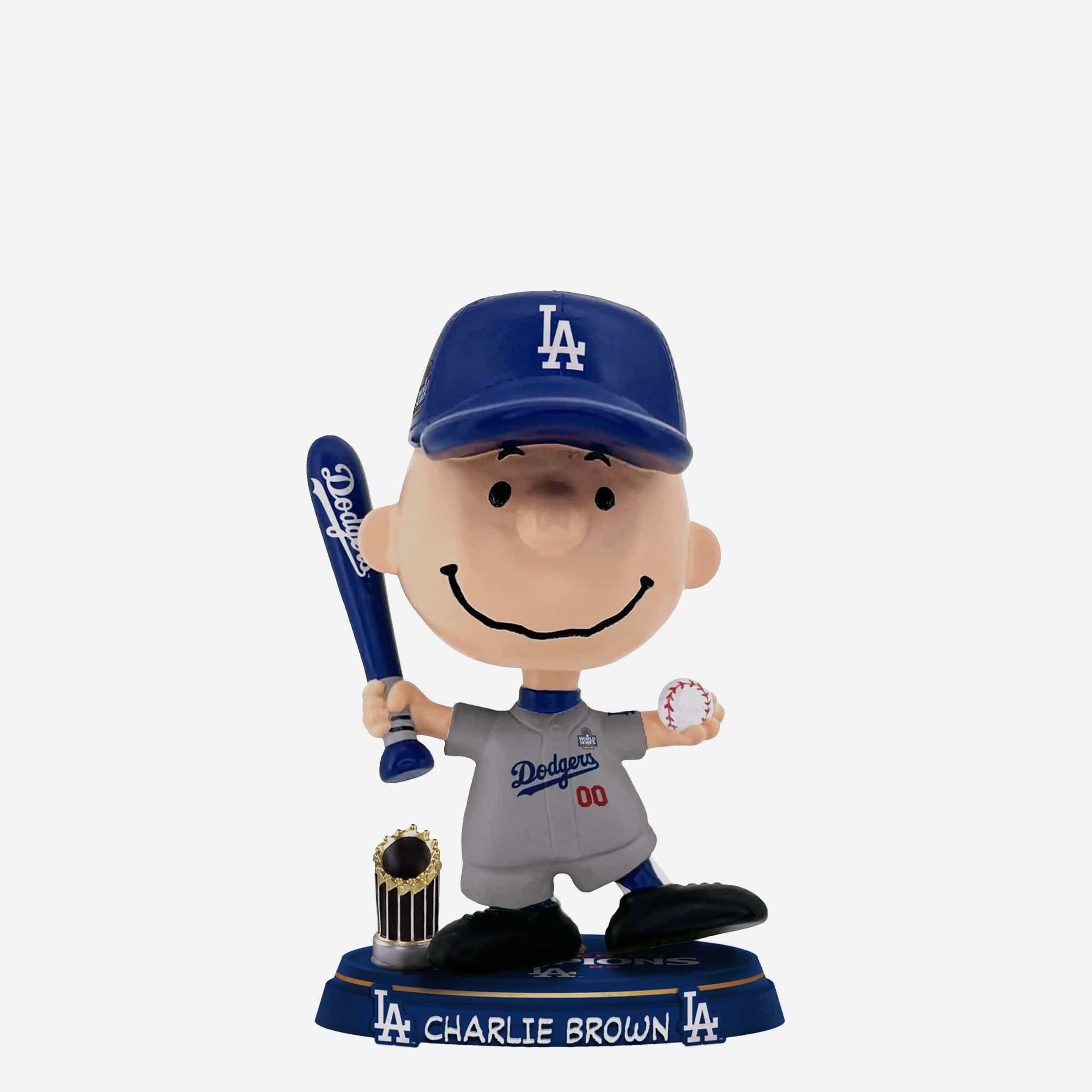 Los Angeles Dodgers Charlie Brown Peanuts 2024 World Series Champions Mini Bighead Bobblehead