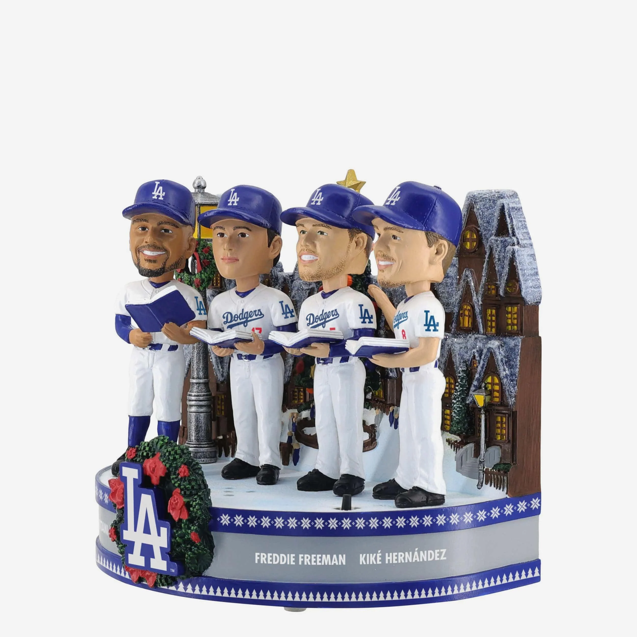 Los Angeles Dodgers Christmas Carol Sound Chip Mini Bobblehead Scene - Image 4