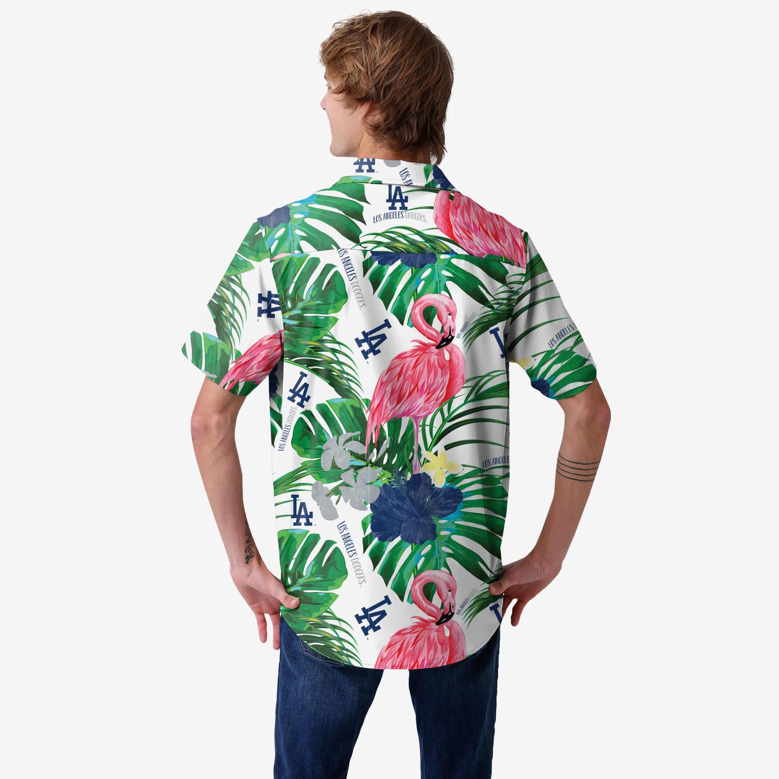 Los Angeles Dodgers Flamingo Button Up Shirt - Image 2
