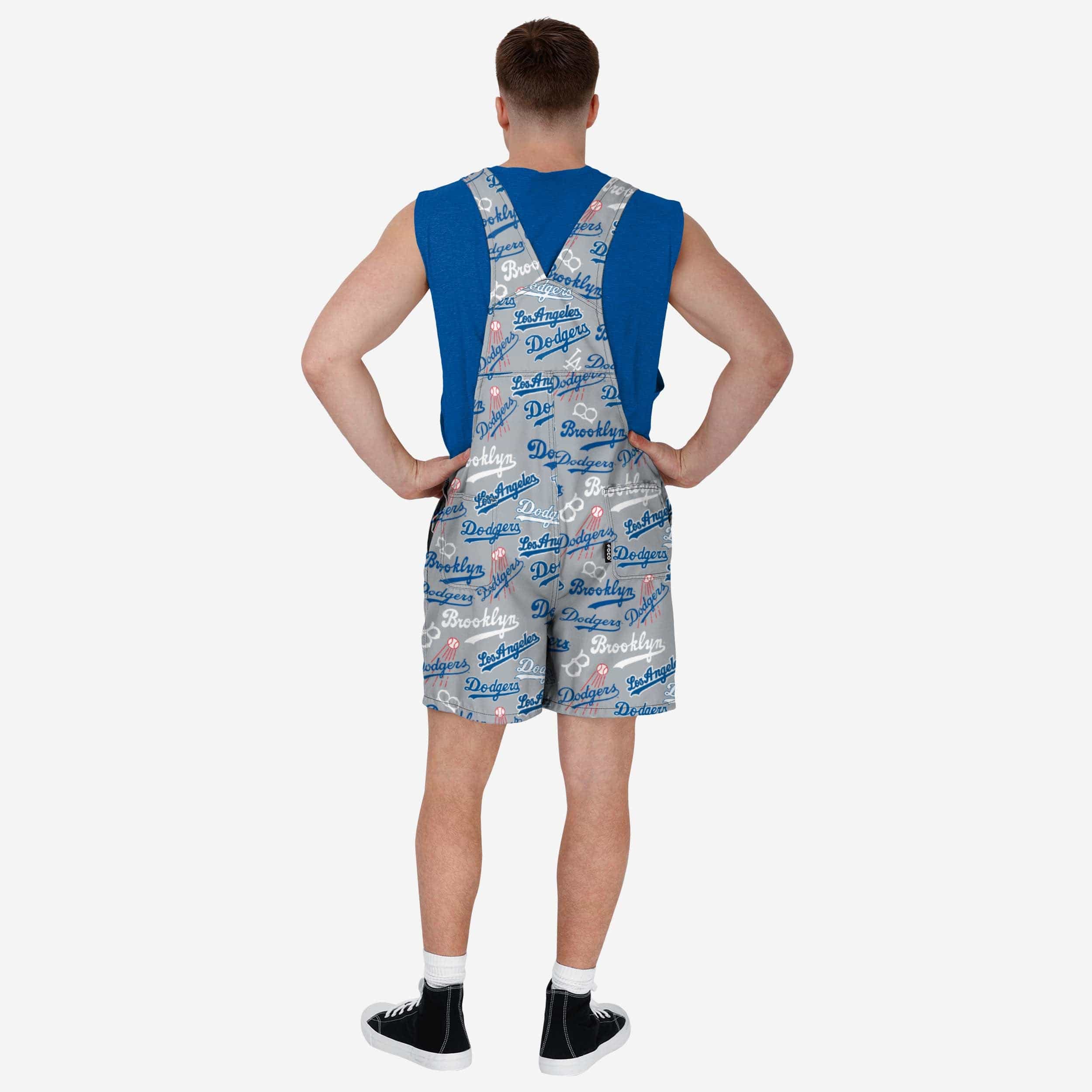 Los Angeles Dodgers Mens Historic Print Bib Shortalls - Image 2