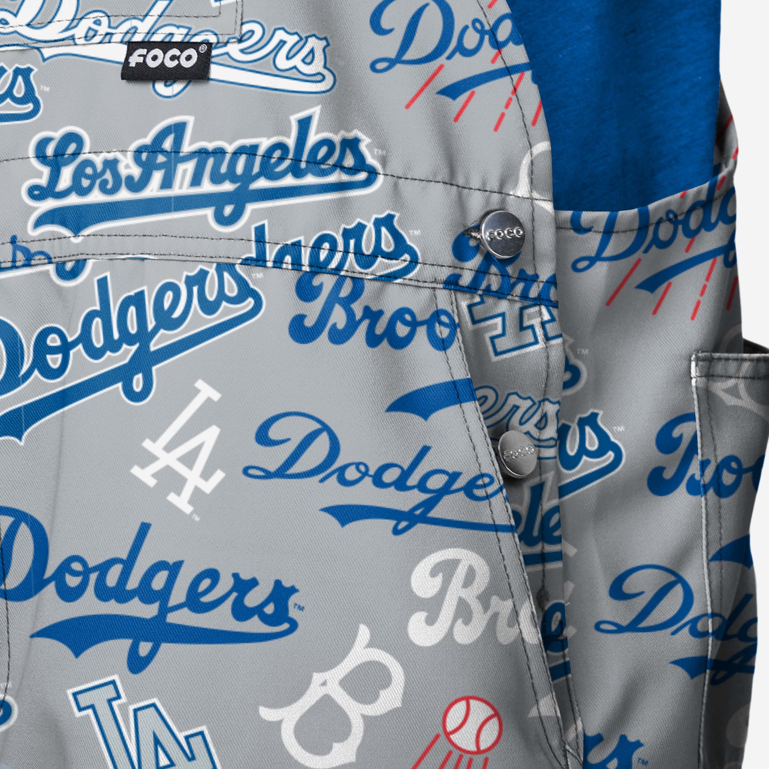 Los Angeles Dodgers Mens Historic Print Bib Shortalls - Image 5