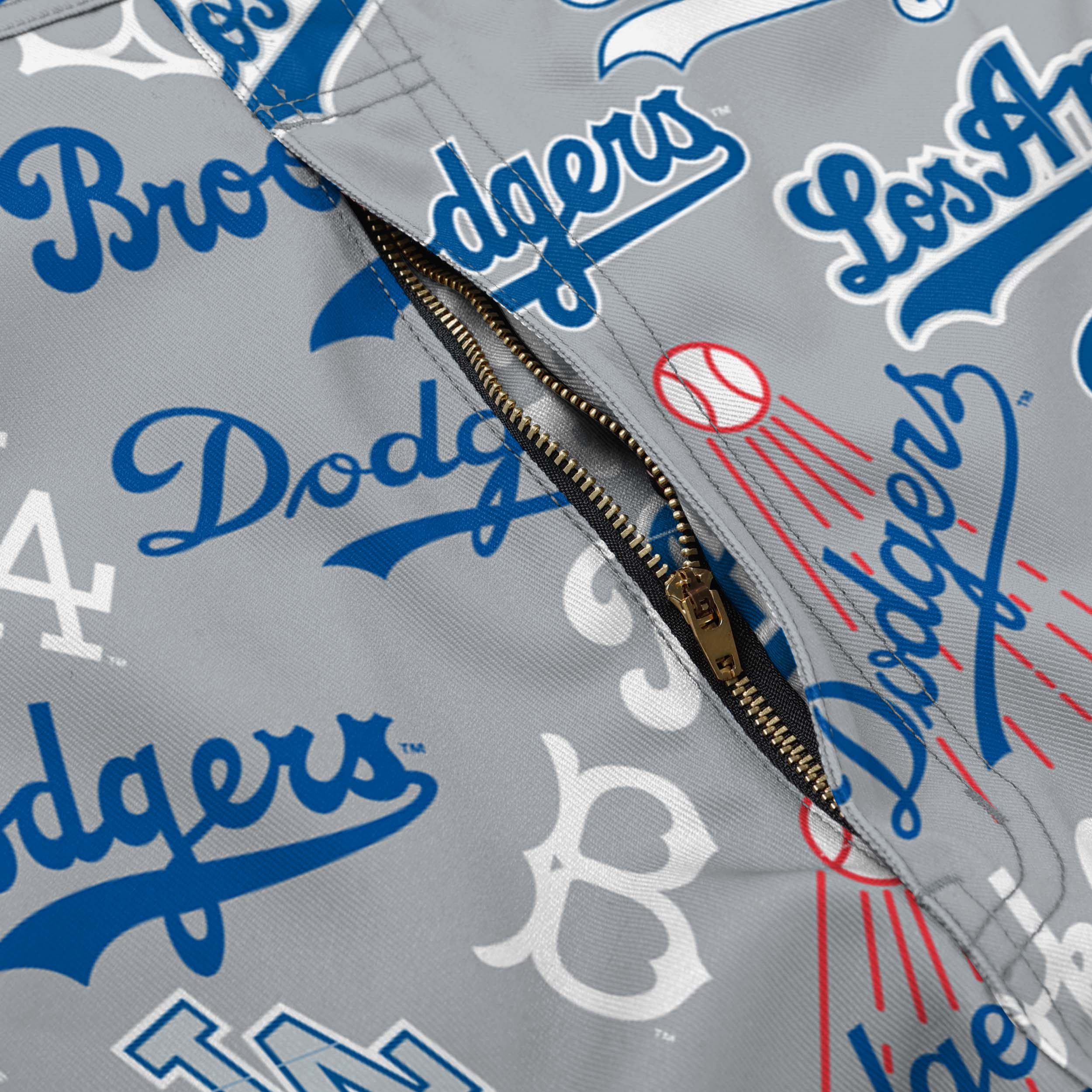 Los Angeles Dodgers Mens Historic Print Bib Shortalls - Image 6