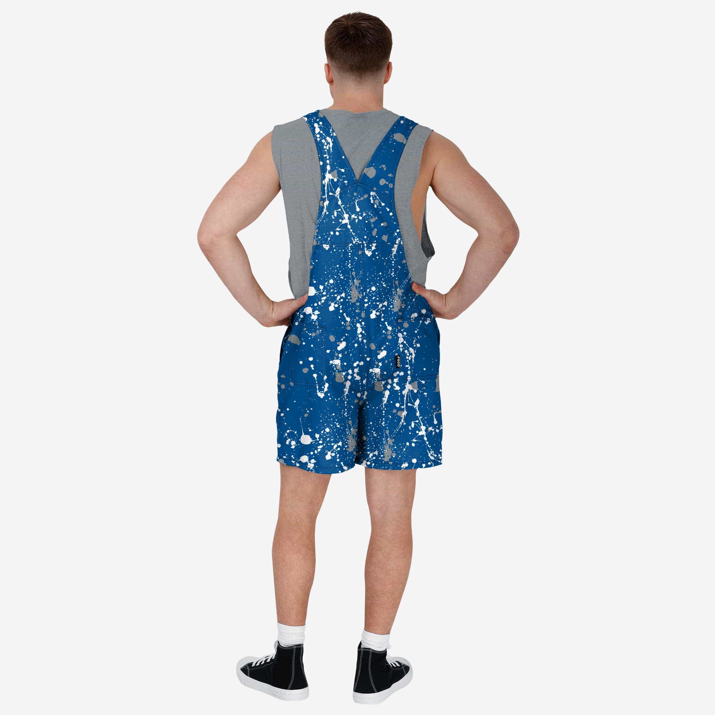 Los Angeles Dodgers Mens Paint Splatter Bib Shortalls - Image 2
