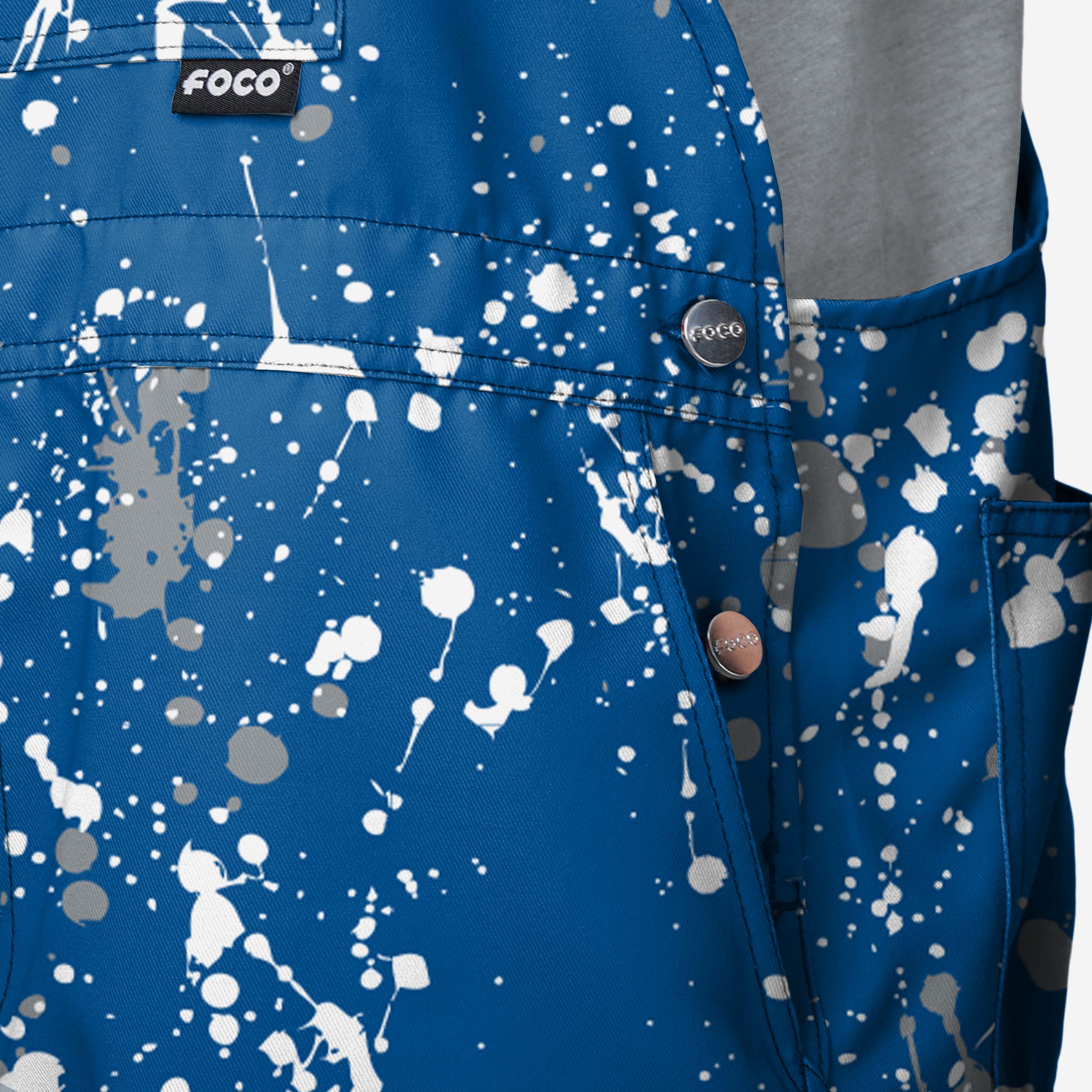 Los Angeles Dodgers Mens Paint Splatter Bib Shortalls - Image 4