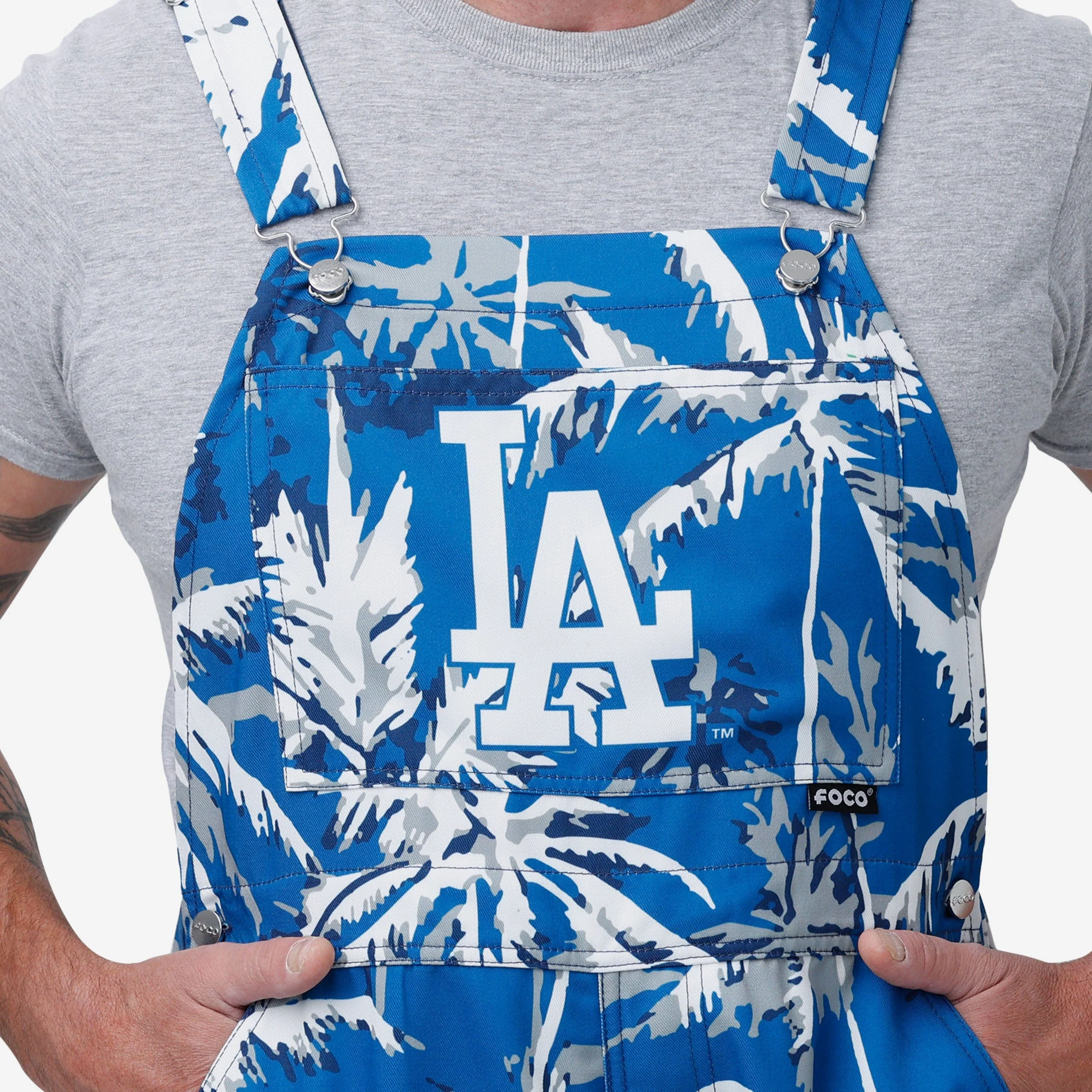 Los Angeles Dodgers Mens Palm Tree Thematic Bib Overalls - Image 4