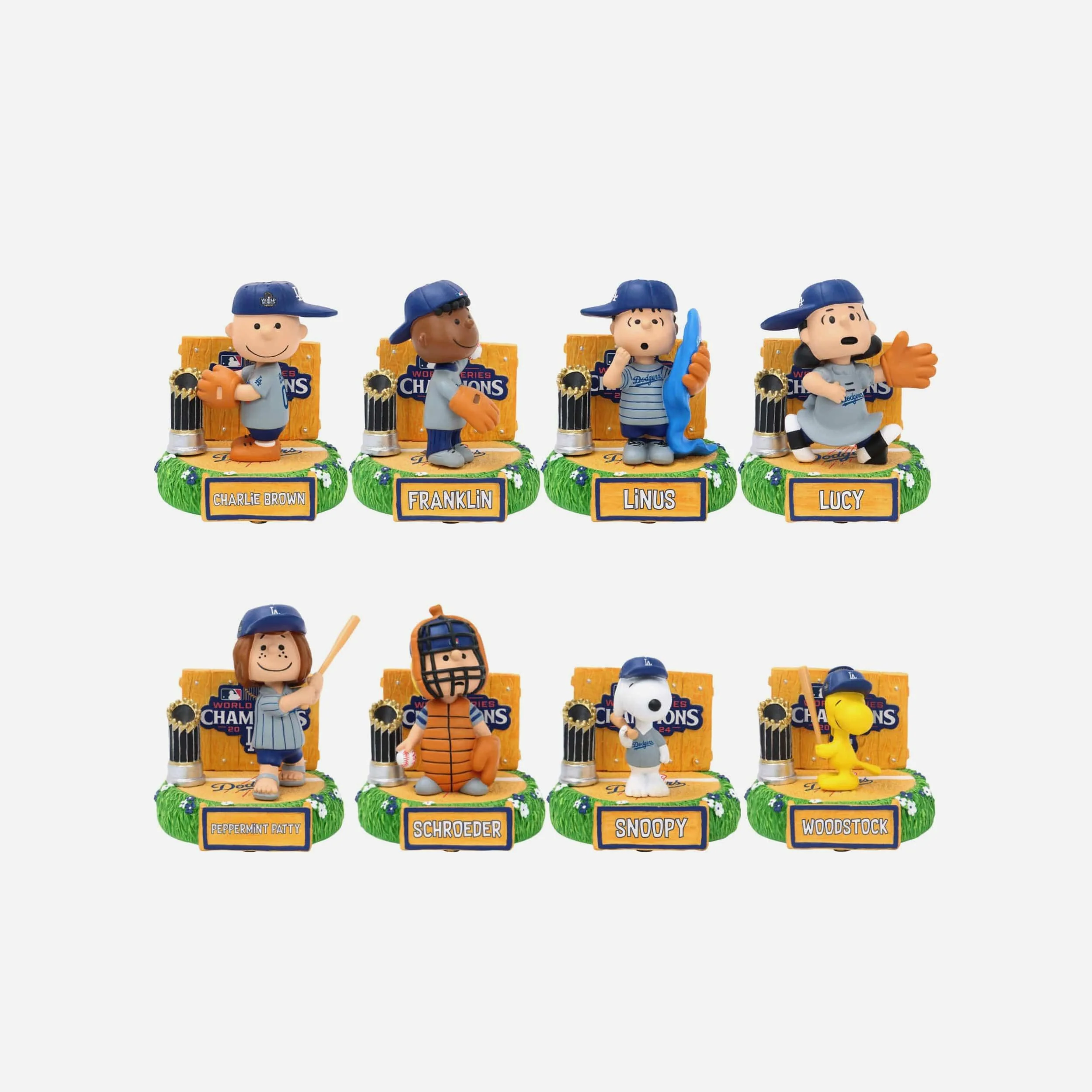 Los Angeles Dodgers Peanuts 2024 World Series Champions Mini Bobblehead Boxed Set
