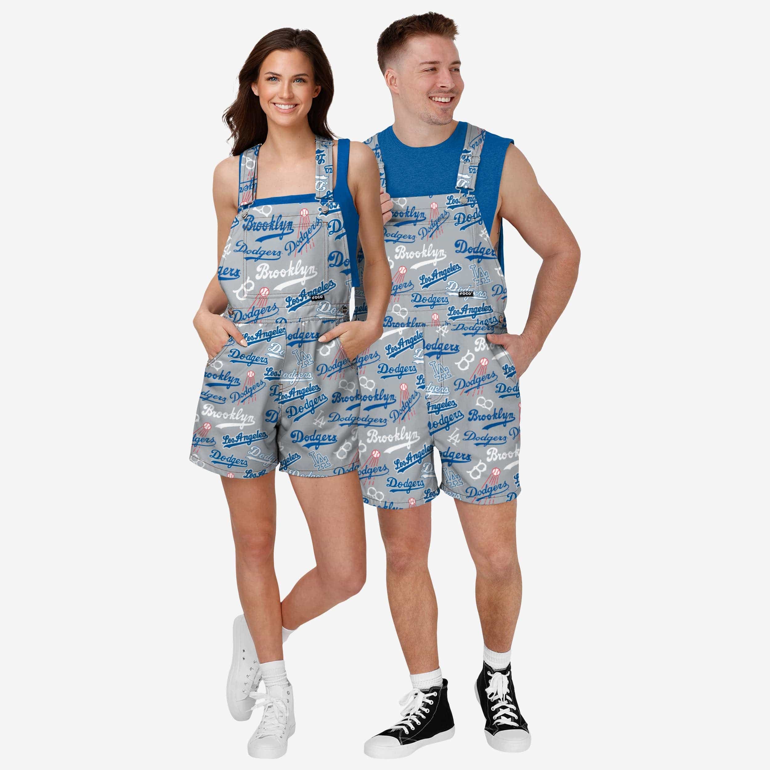 Los Angeles Dodgers Womens Historic Print Bib Shortalls - Image 3