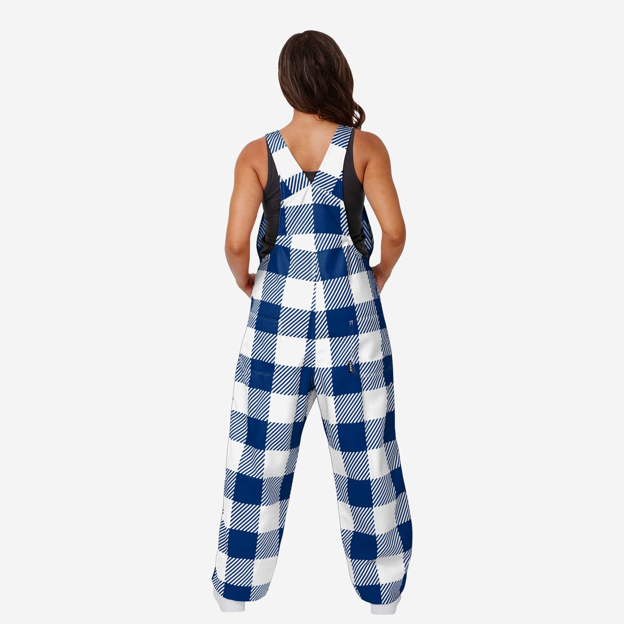 Los Angeles Dodgers Womens Plaid Bib Overalls - Image 2