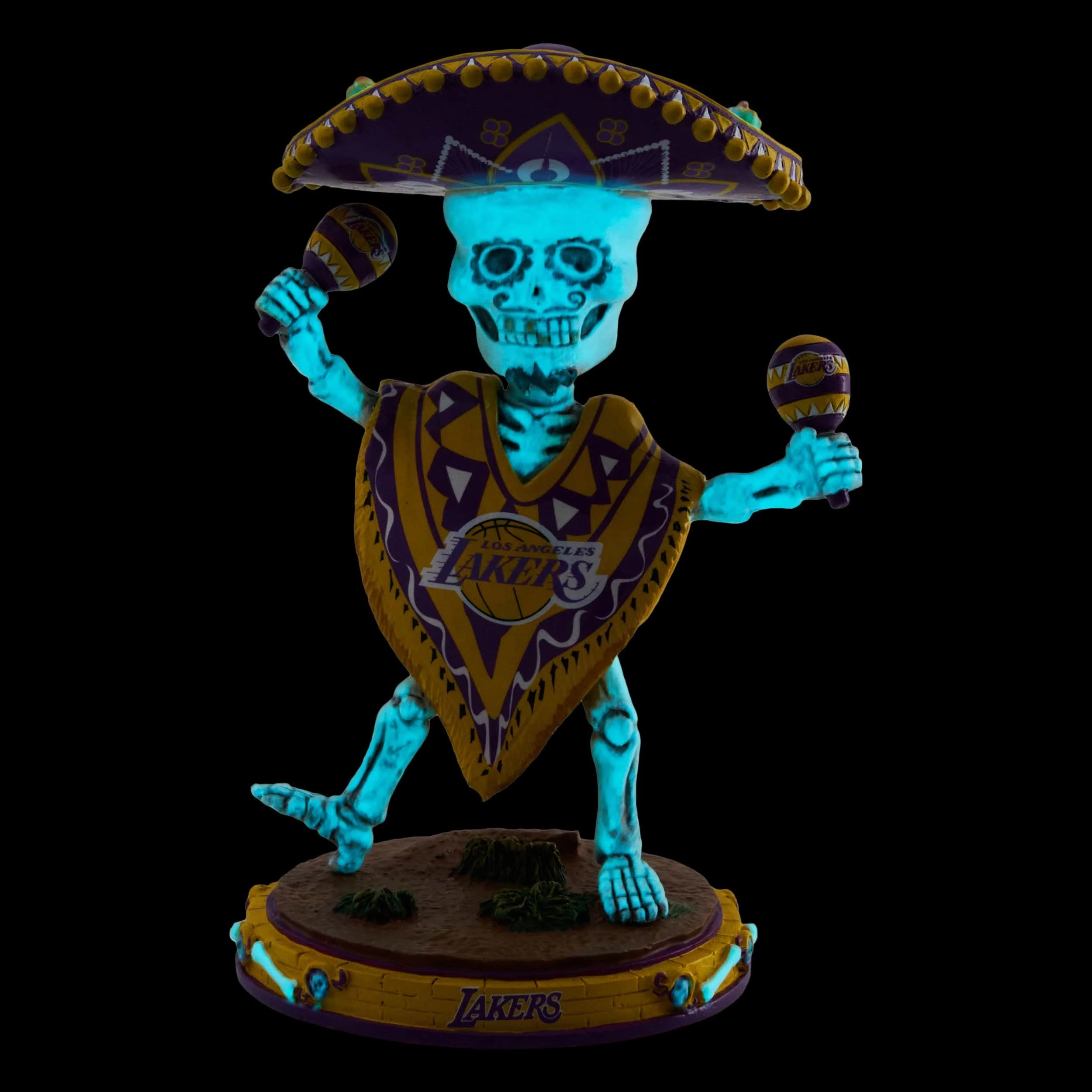 Los Angeles Lakers Calavera Glow in the Dark Bobblehead - Image 2