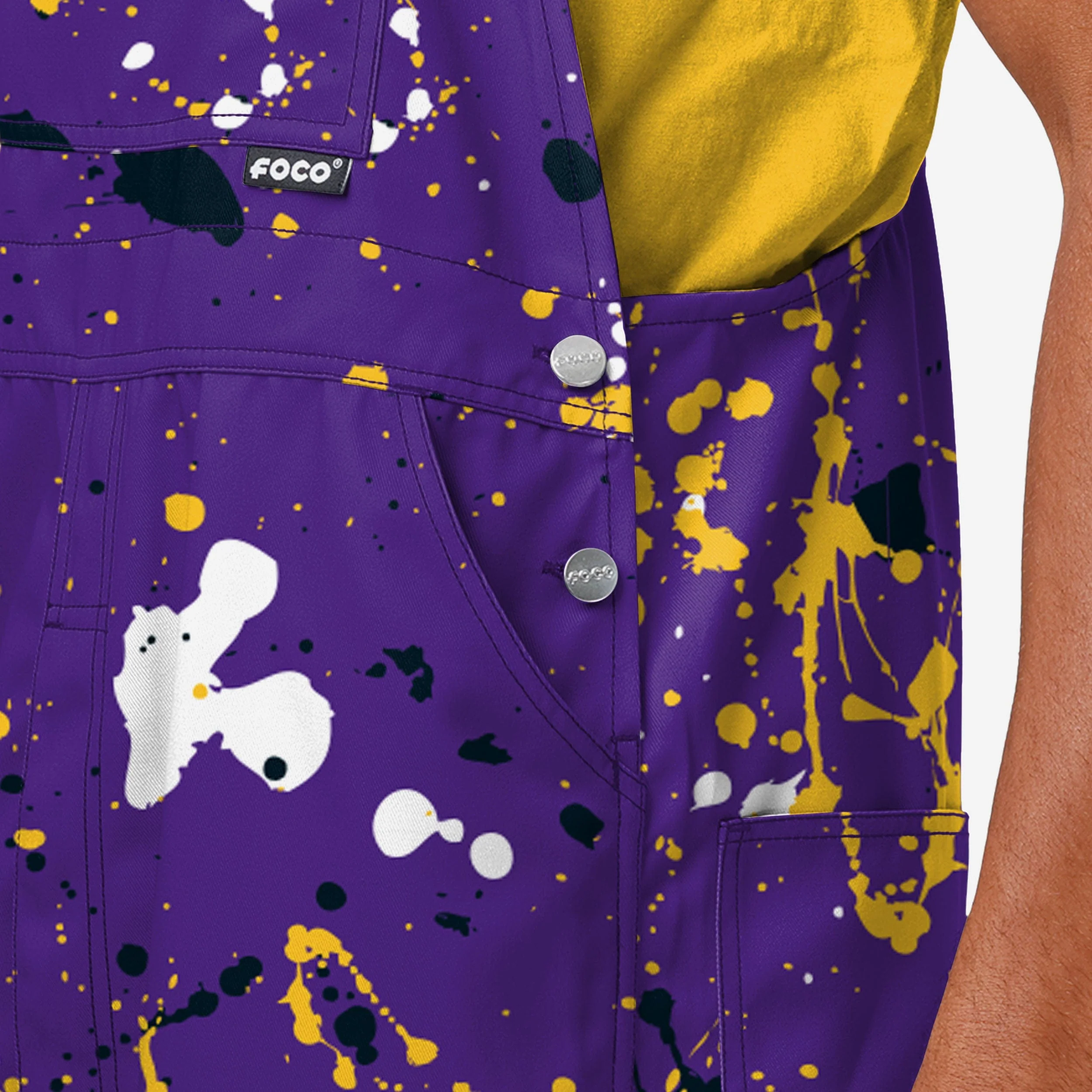 Los Angeles Lakers Mens Paint Splatter Bib Overalls - Image 4