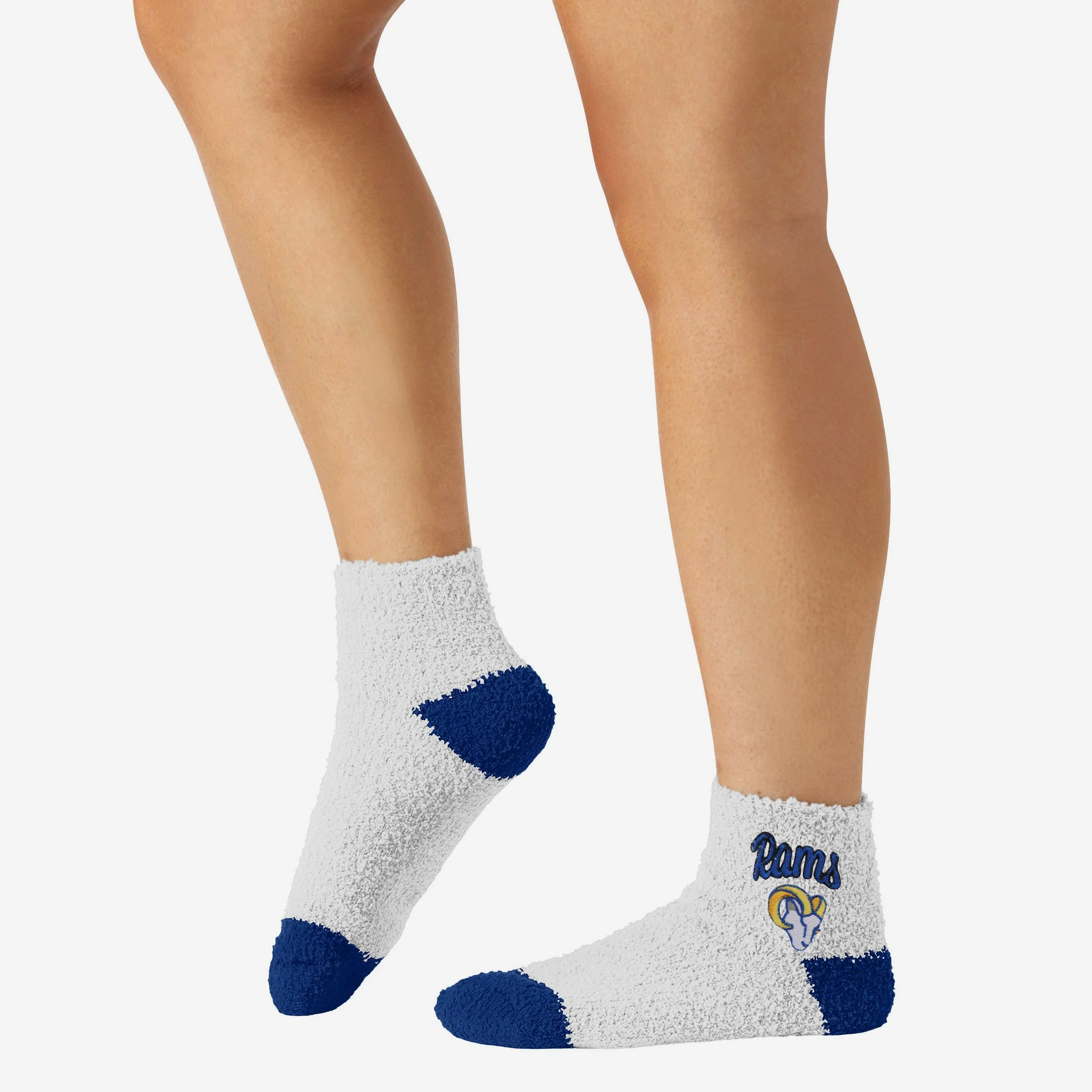Los Angeles Rams 2 Pack Womens Script Logo Fuzzy Ankle Socks - Image 3