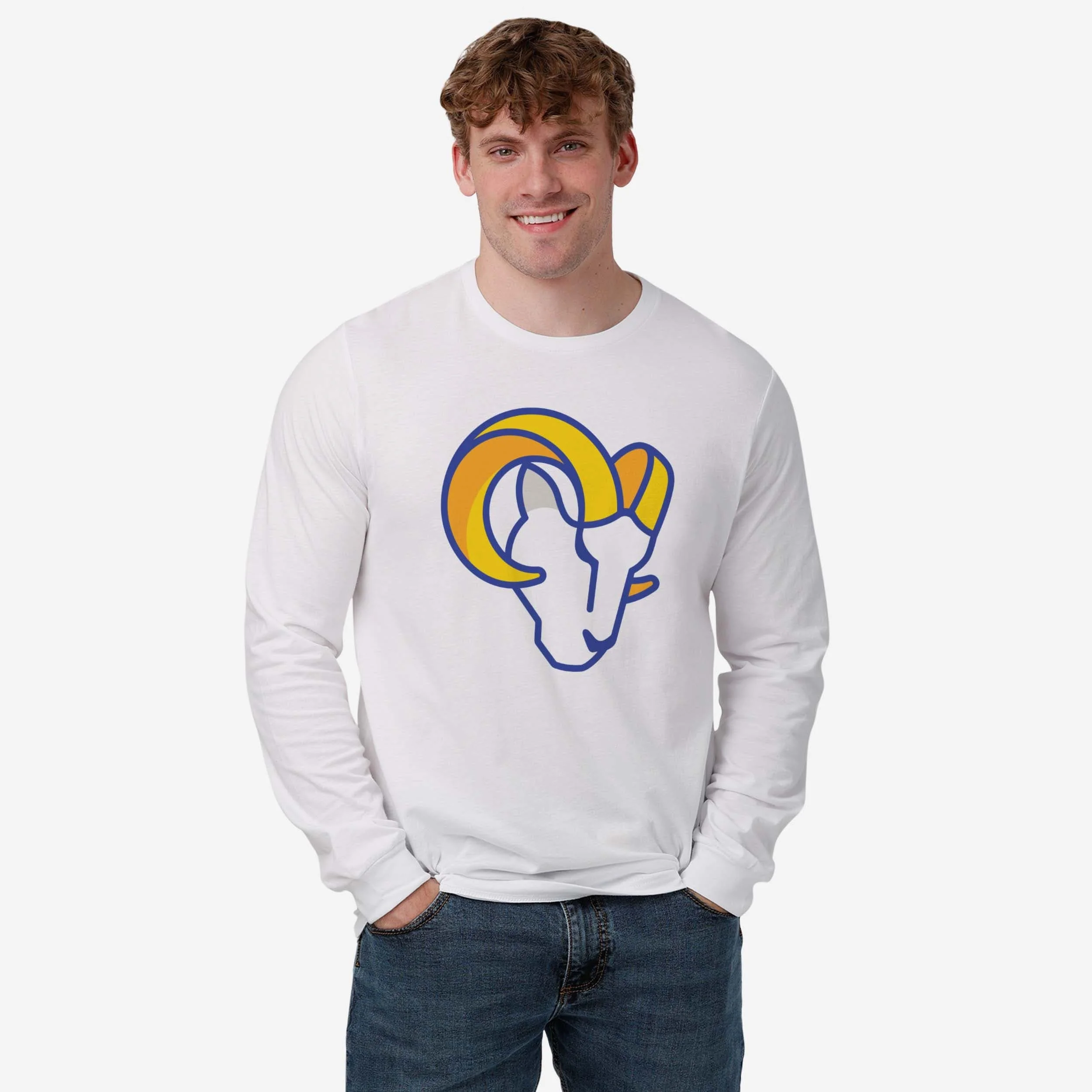 Los Angeles Rams 2020 Retro Primary Logo Long Sleeve T-Shirt - Image 14