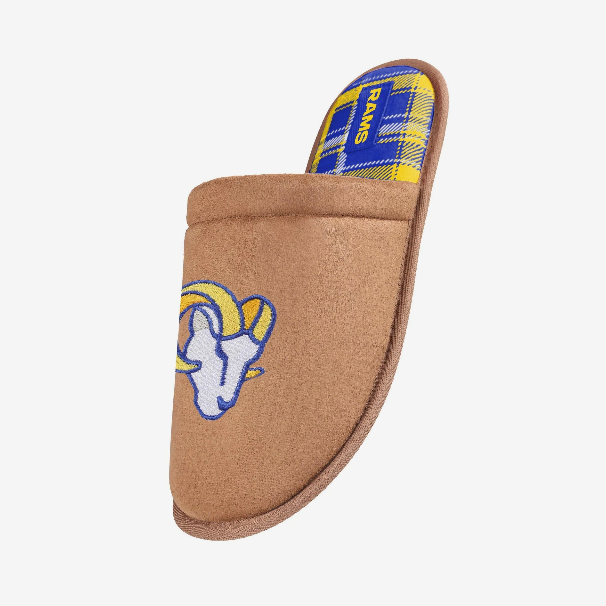 Los Angeles Rams Flannel Lined Brown Suede Scuff Slipper - Image 2