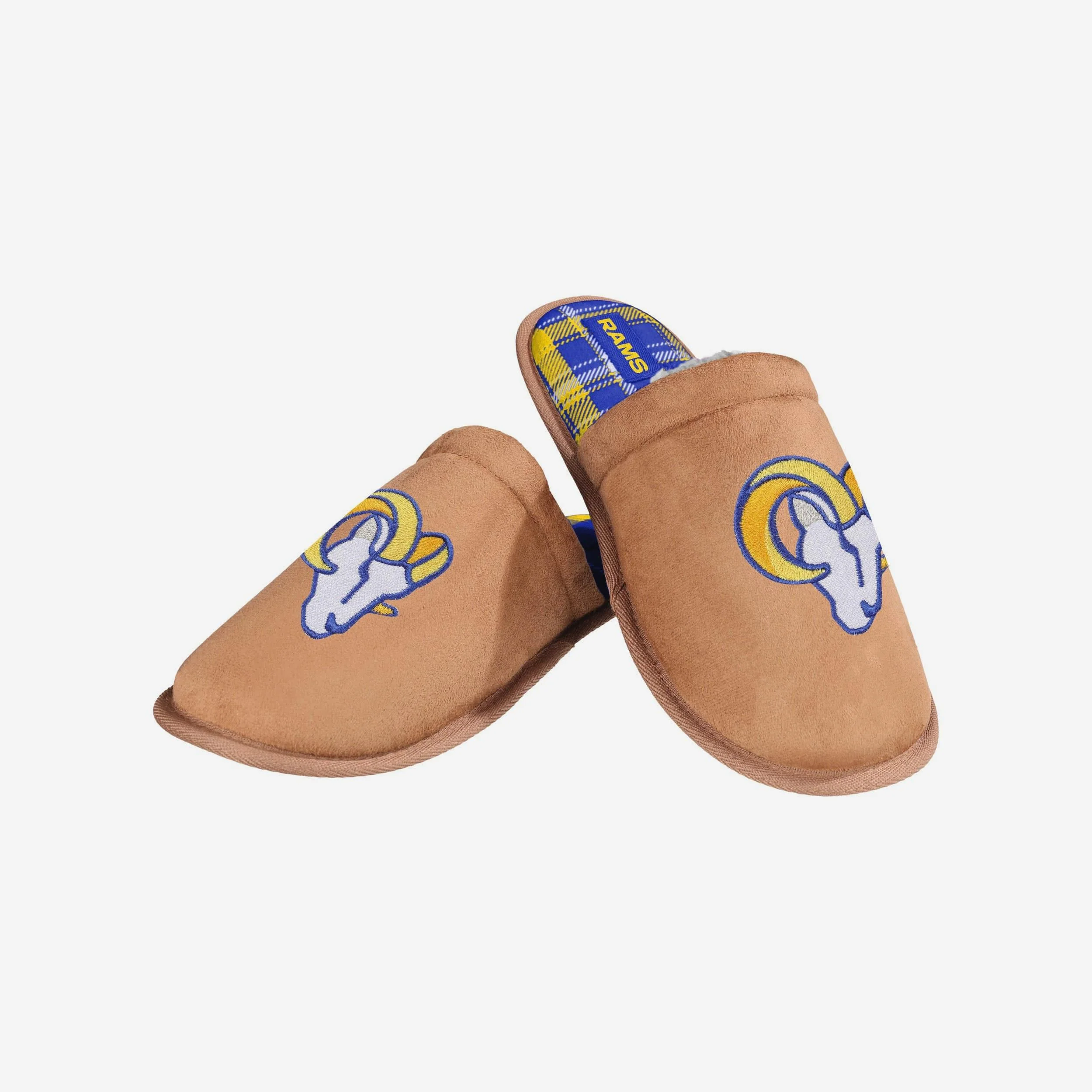 Los Angeles Rams Flannel Lined Brown Suede Scuff Slipper - Image 3