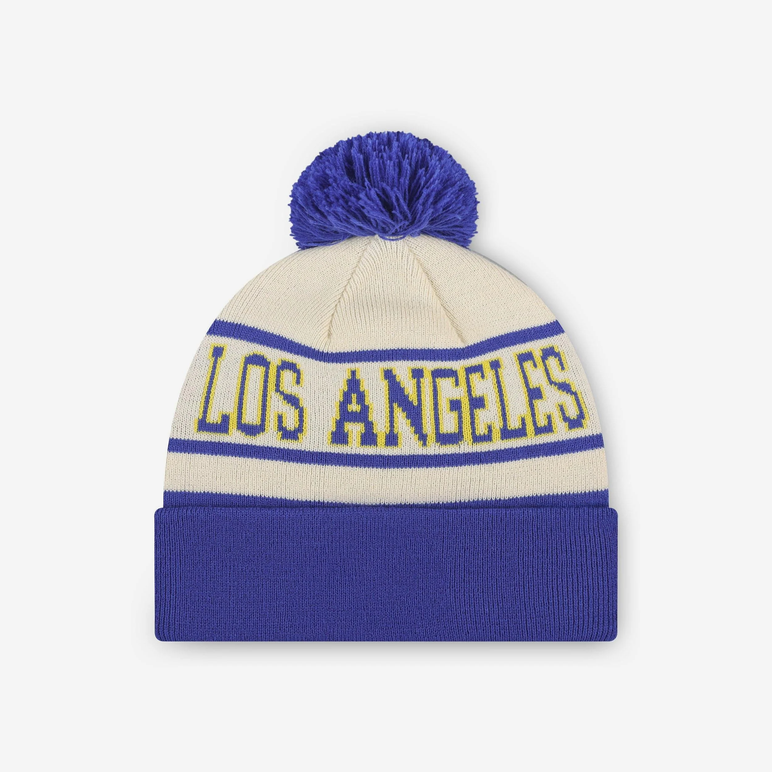 Los Angeles Rams Heritage Stripe Primary Logo Pom Beanie - Image 2