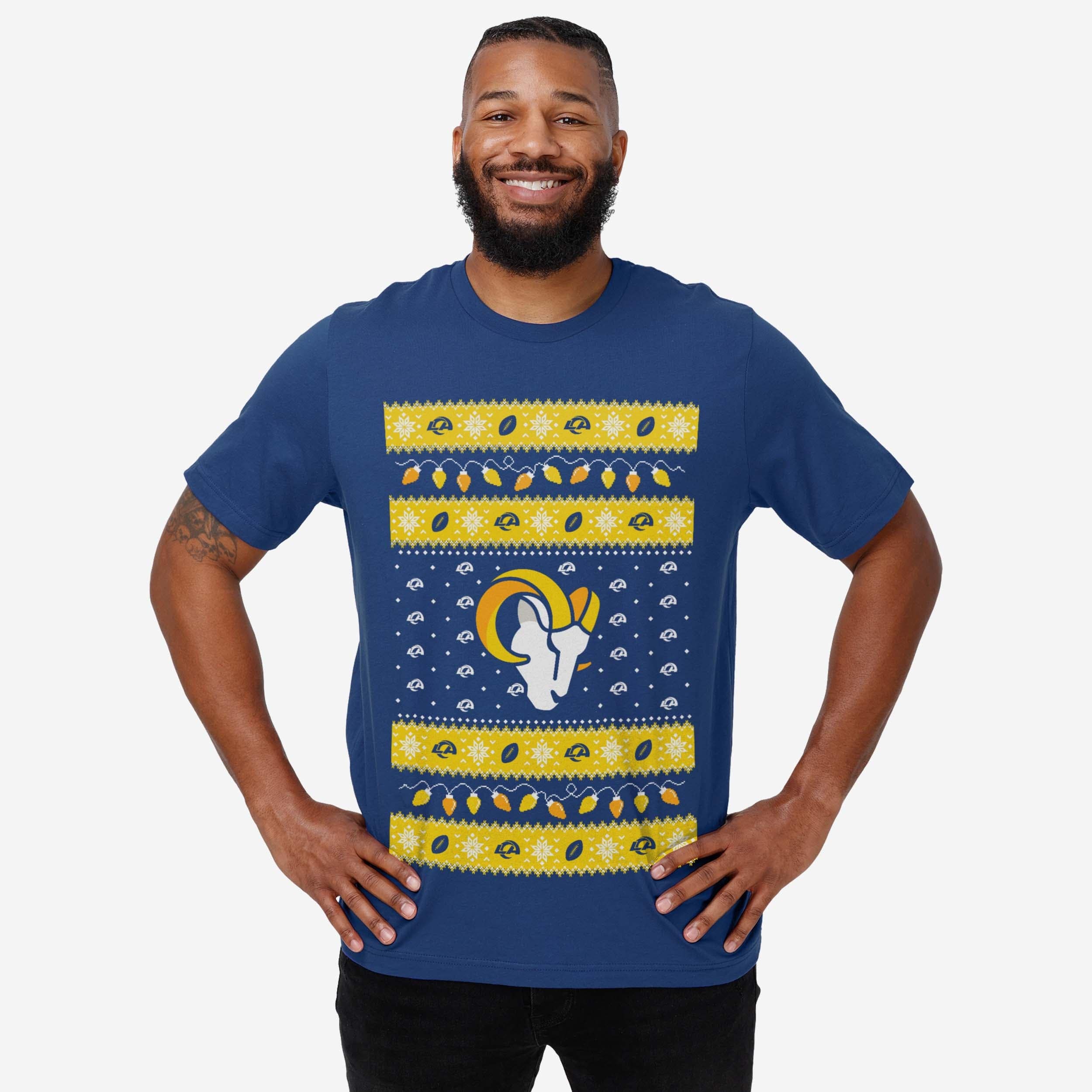 Los Angeles Rams Holiday Lights Sweater T-Shirt - Image 2