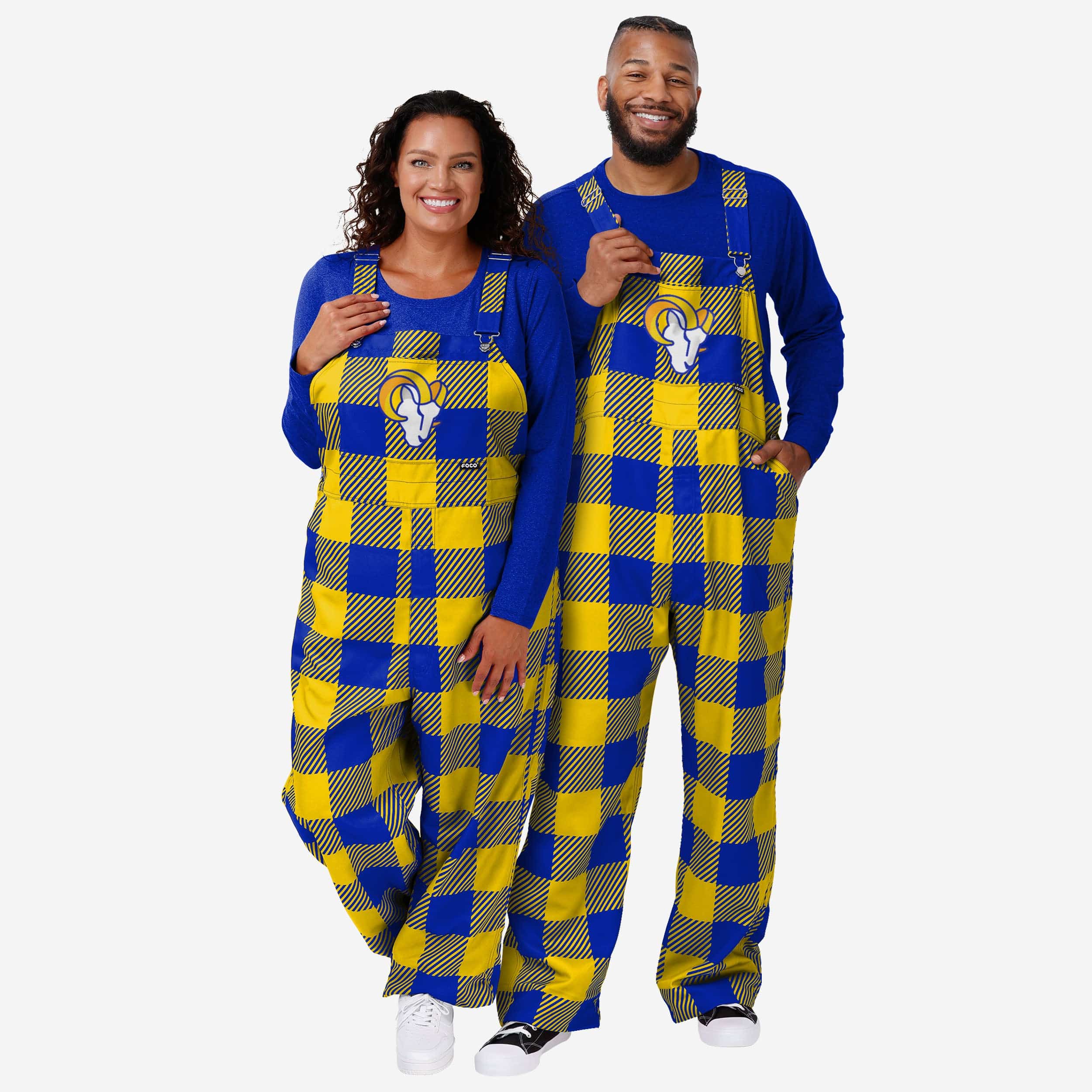 Los Angeles Rams Womens Plaid Bib Overalls - Image 3