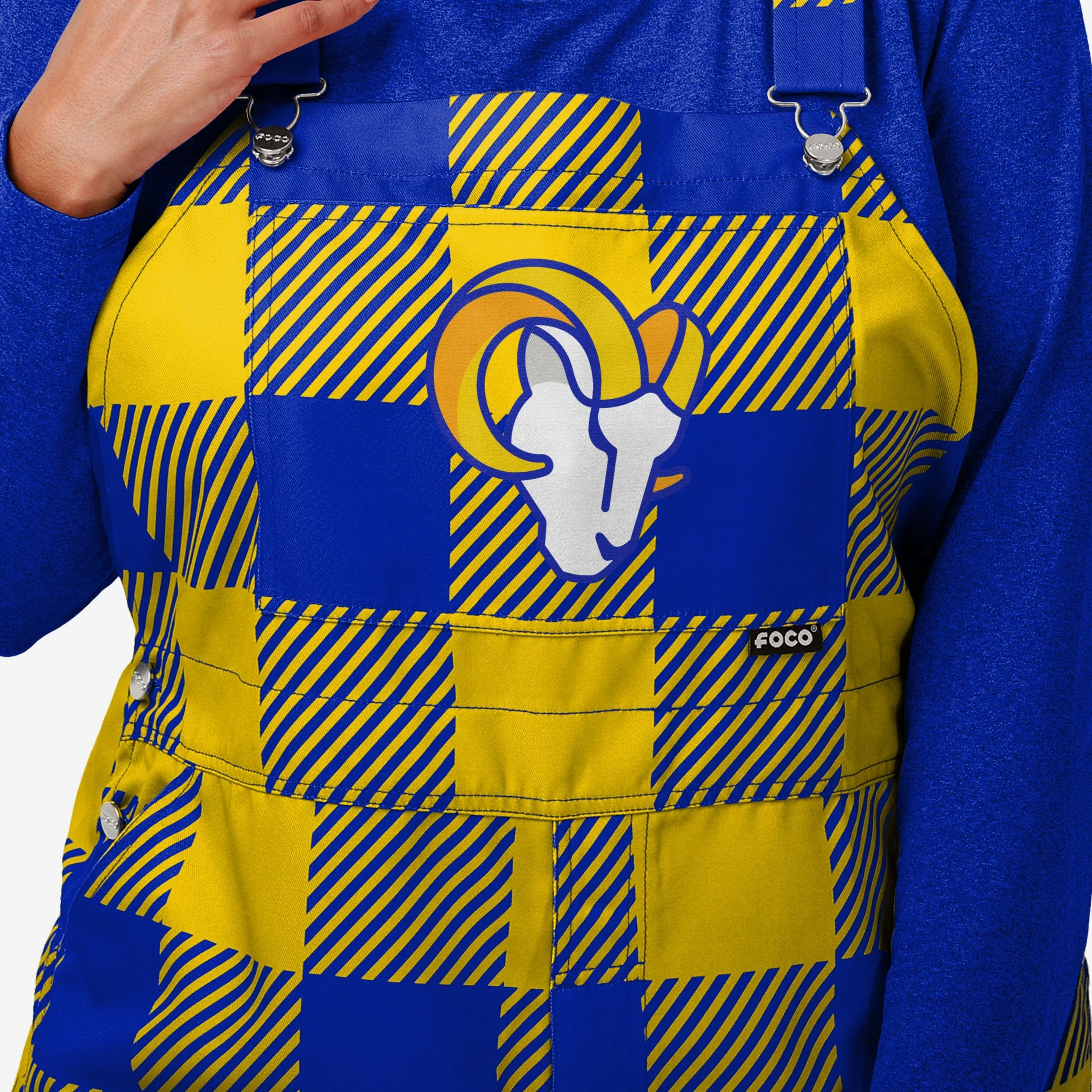 Los Angeles Rams Womens Plaid Bib Overalls - Image 4