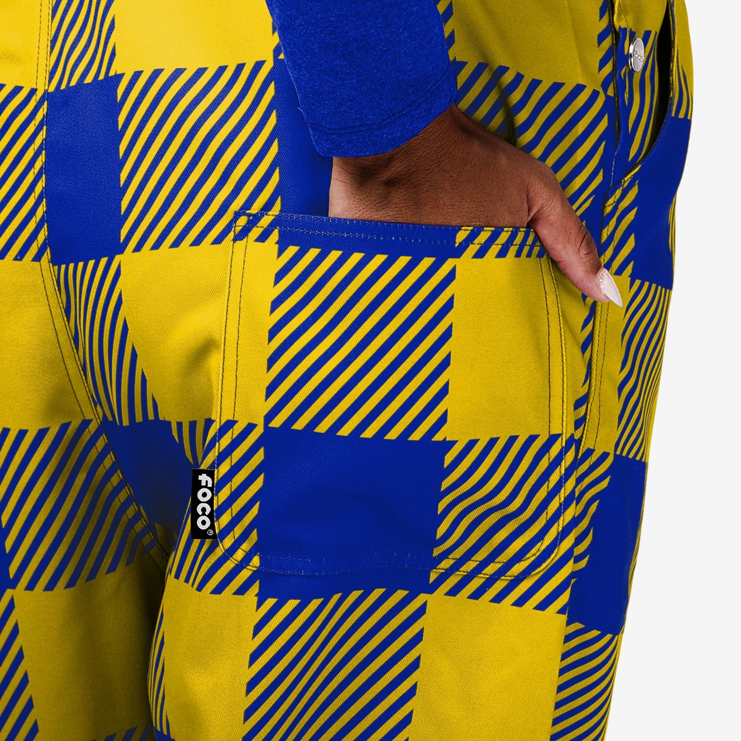 Los Angeles Rams Womens Plaid Bib Overalls - Image 6