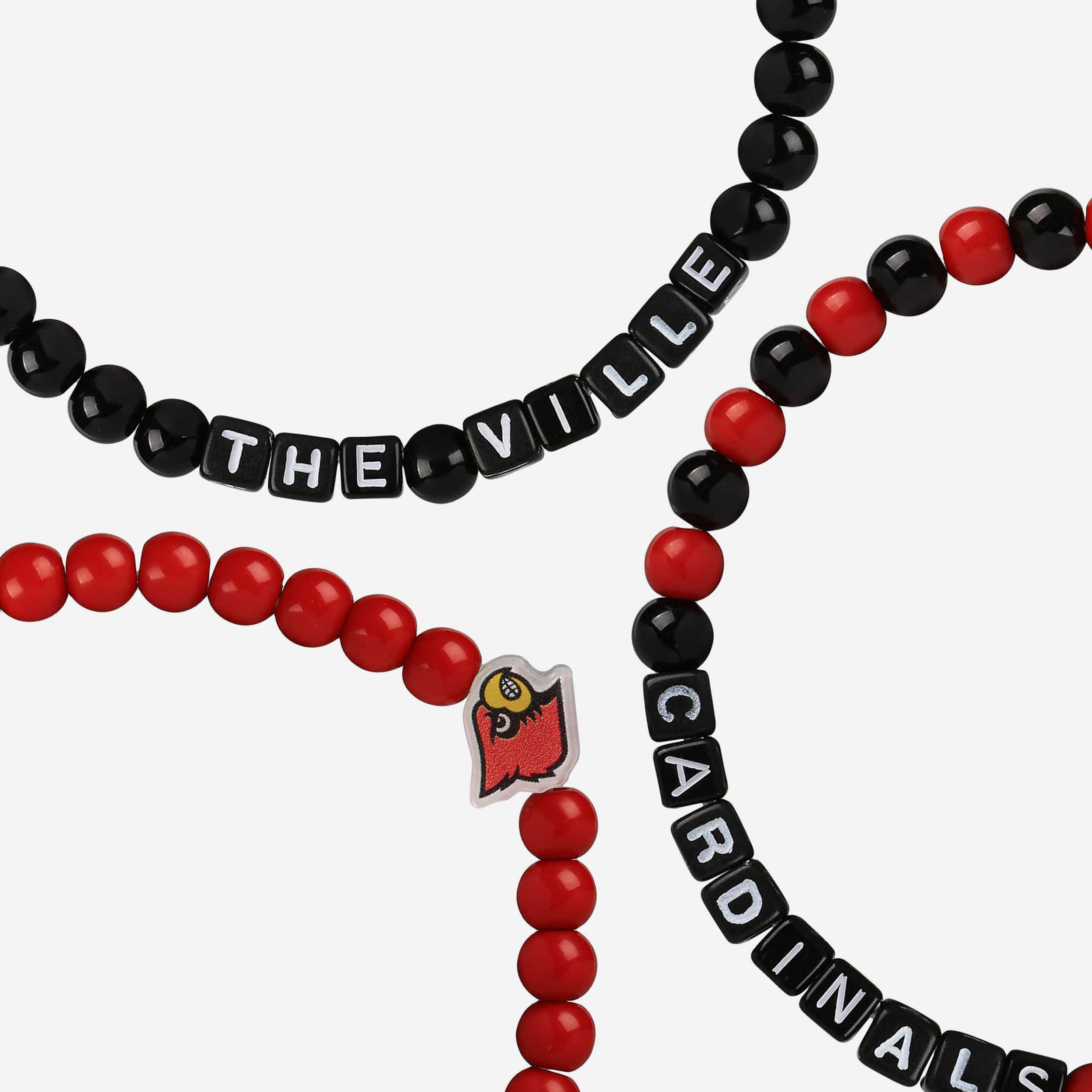 Louisville Cardinals 3 Pack Beaded Friendship Bracelet - Image 2
