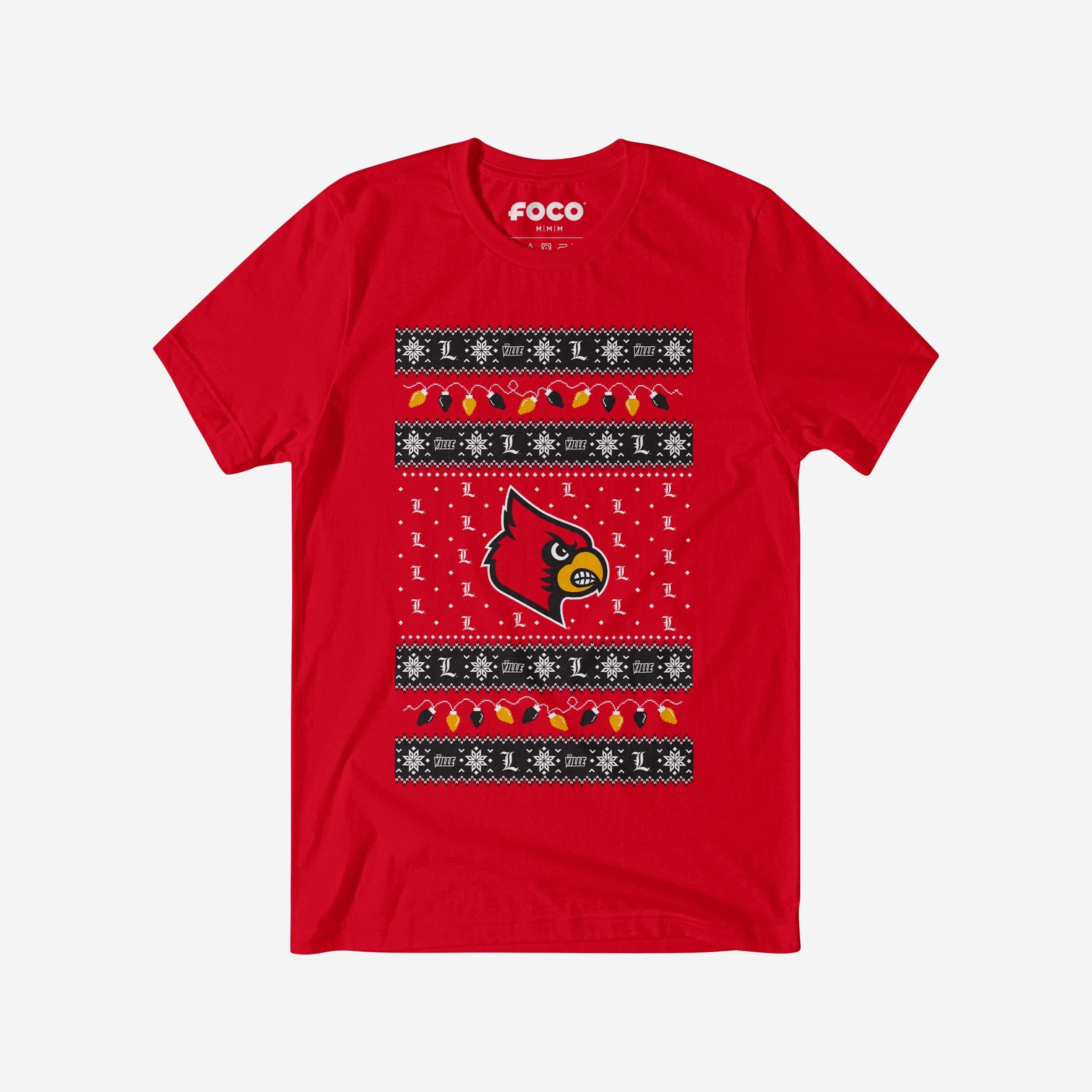 Louisville Cardinals Holiday Lights Sweater T-Shirt